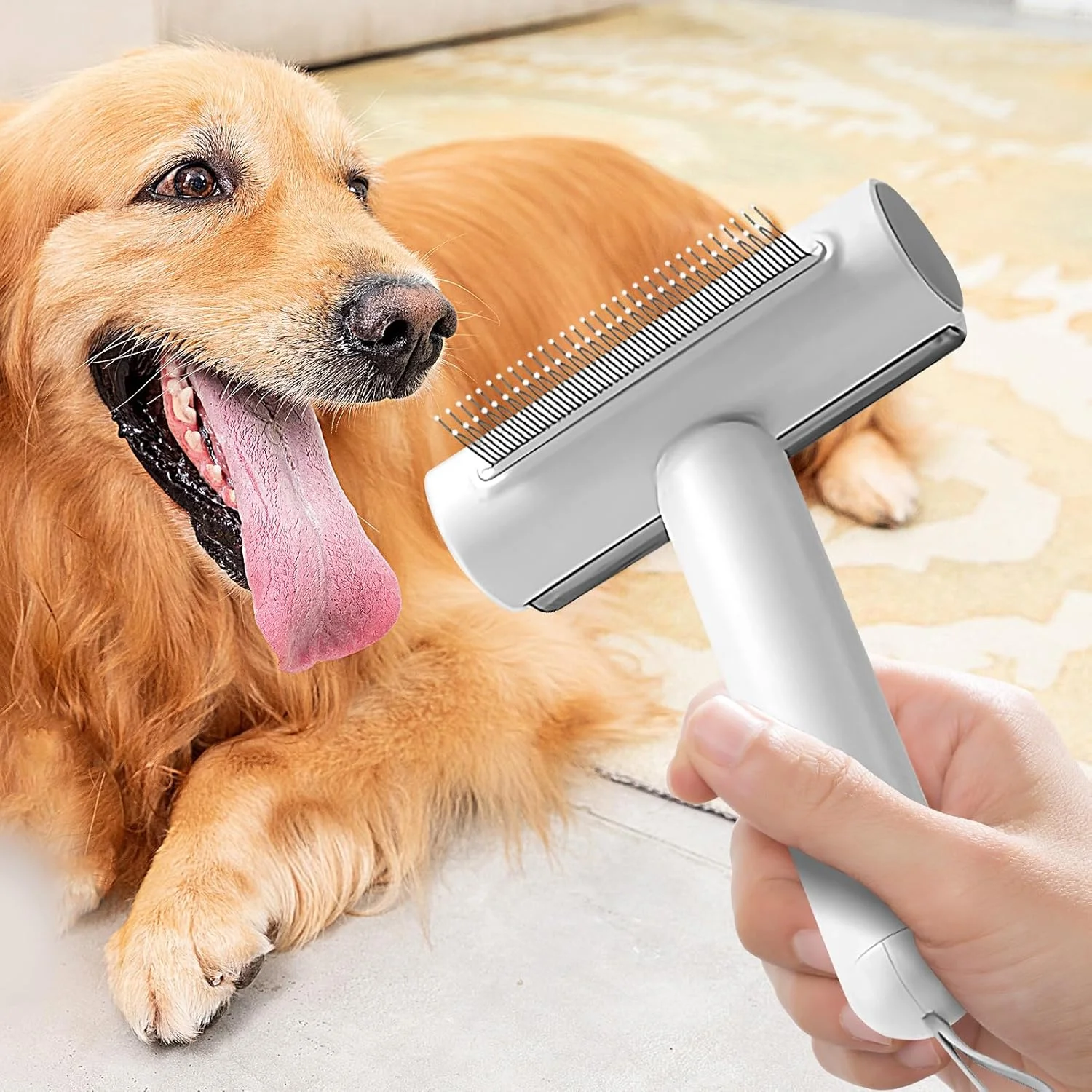 شانه سگ، برس ریزش مو سگ همراه با موگیر، ابزار گره باز کن استیل برای بچه گربه ها، توله سگ ها و حیوانات بزرگ متوسط شانه سگ، برس ریزش مو سگ همراه با موگیر، ابزار گره باز کن استیل برای بچه گربه ها، توله سگ ها و حیوانات بزرگ متوسط