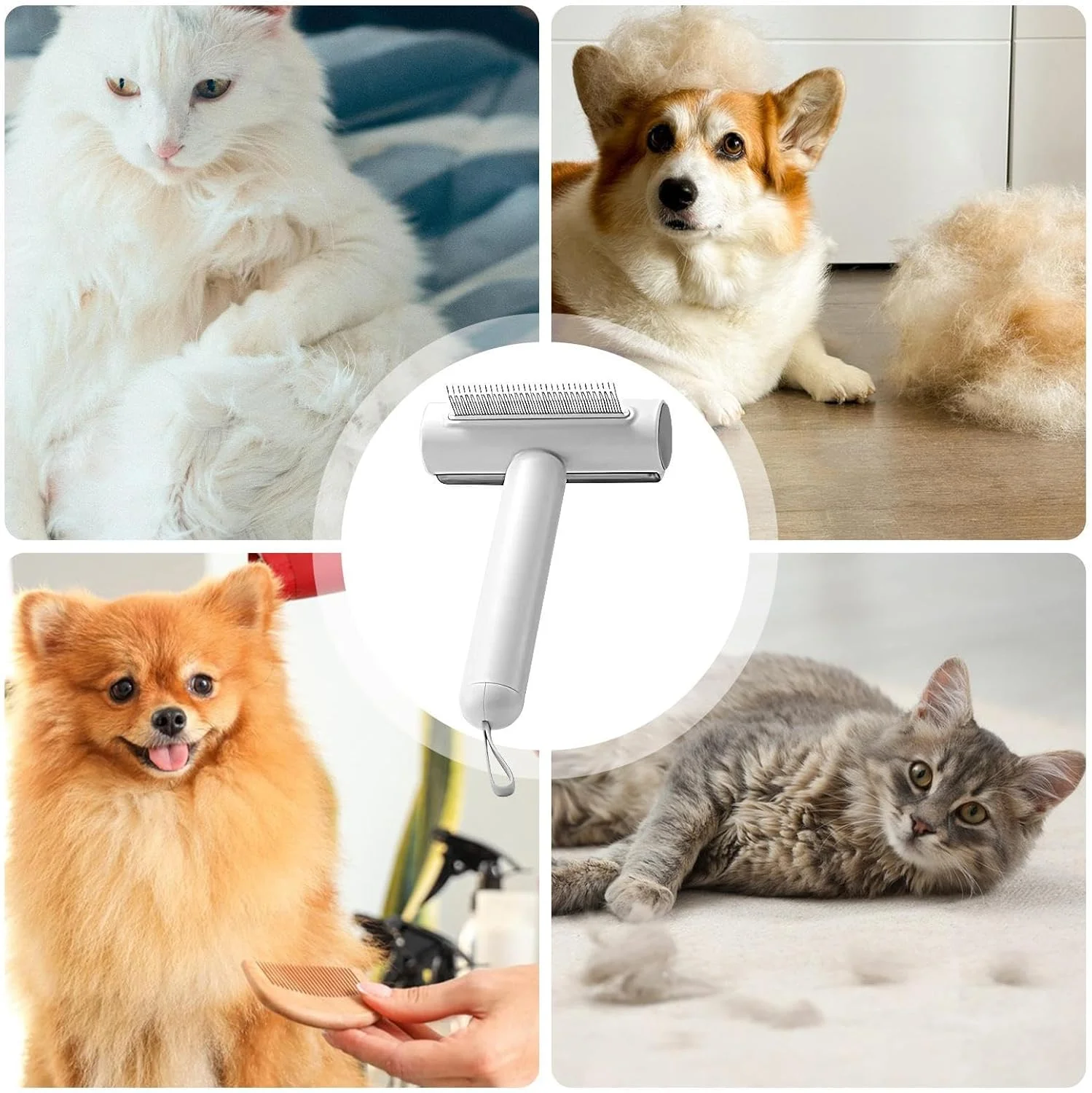 شانه سگ، برس ریزش مو سگ همراه با موگیر، ابزار گره باز کن استیل برای بچه گربه ها، توله سگ ها و حیوانات بزرگ متوسط شانه سگ، برس ریزش مو سگ همراه با موگیر، ابزار گره باز کن استیل برای بچه گربه ها، توله سگ ها و حیوانات بزرگ متوسط