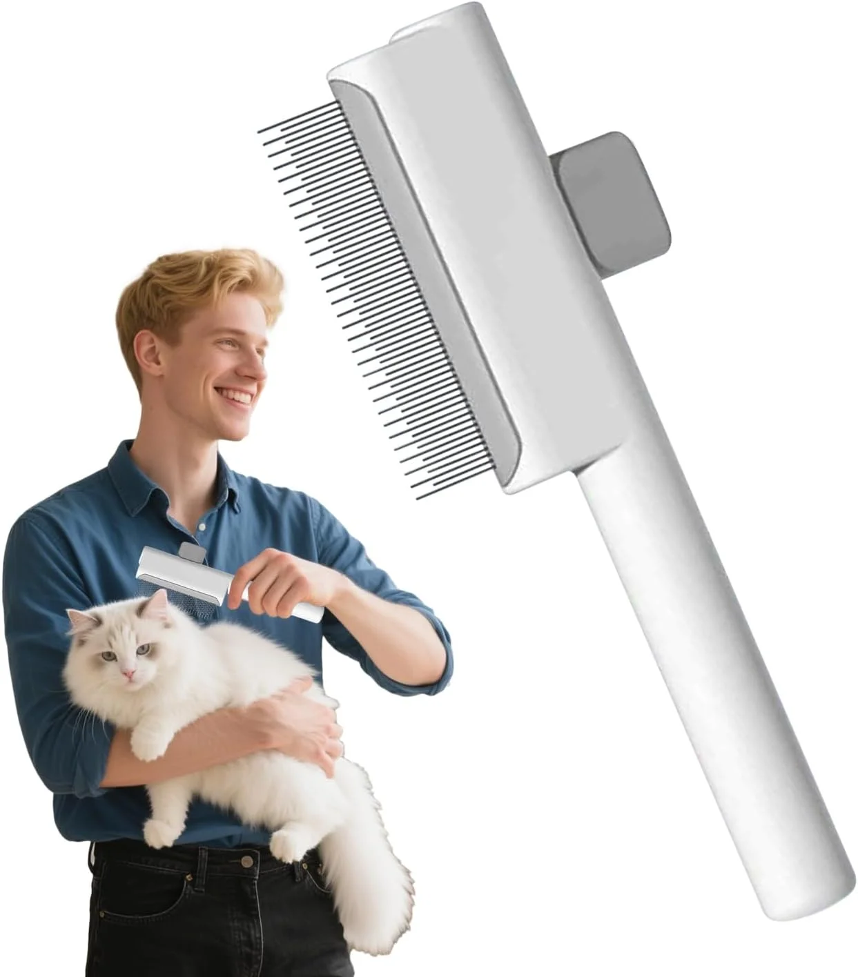 شانه گربه - شانه فلزی گربه برای از بین بردن گره ها، ابزار برس رفع موهای شل برای حمام کردن، سفر جاده ای، کمپینگ، آپارتمان