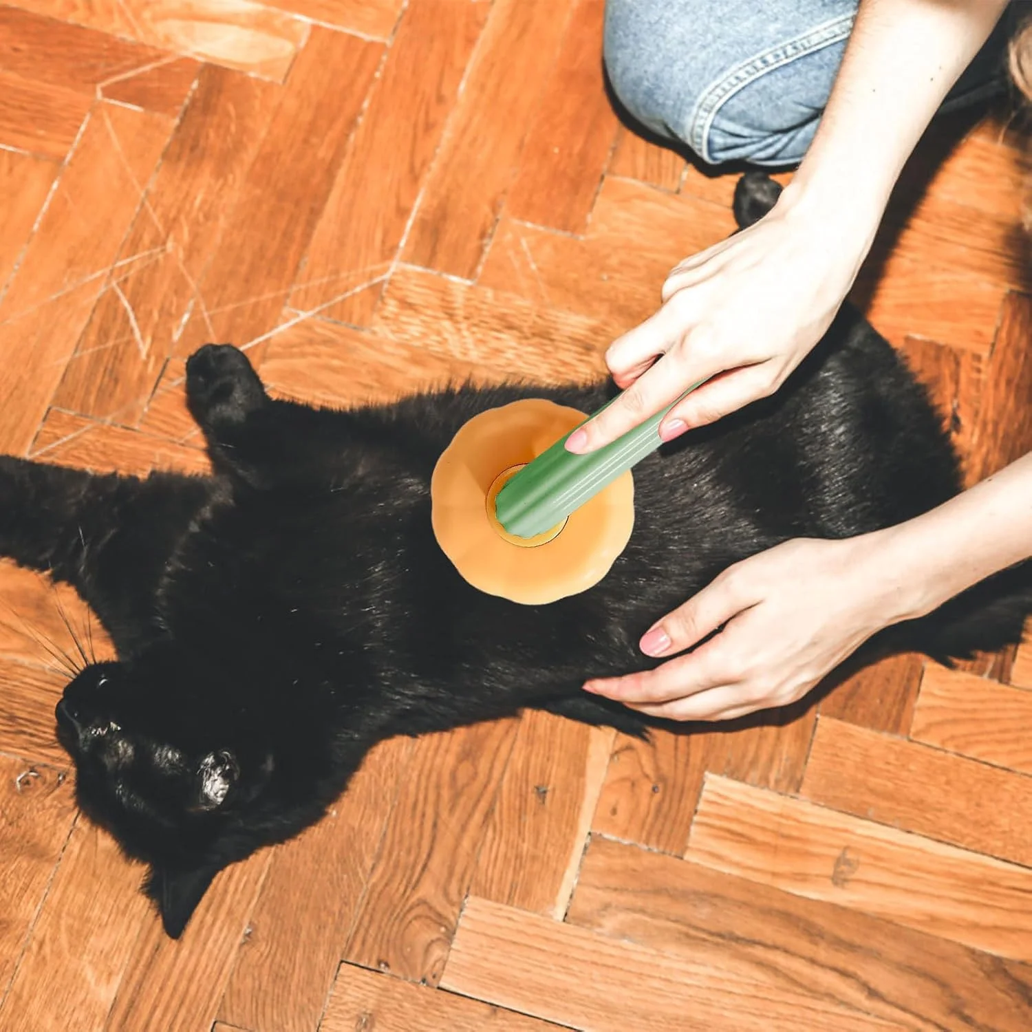 برس گربه - برس های نظافت موی سگ | شانه ماساژ خود تمیز شونده با طراحی به شکل کدو تنبل برای حمام، شستشو، مراقبت از حیوانات خانگی در خانه