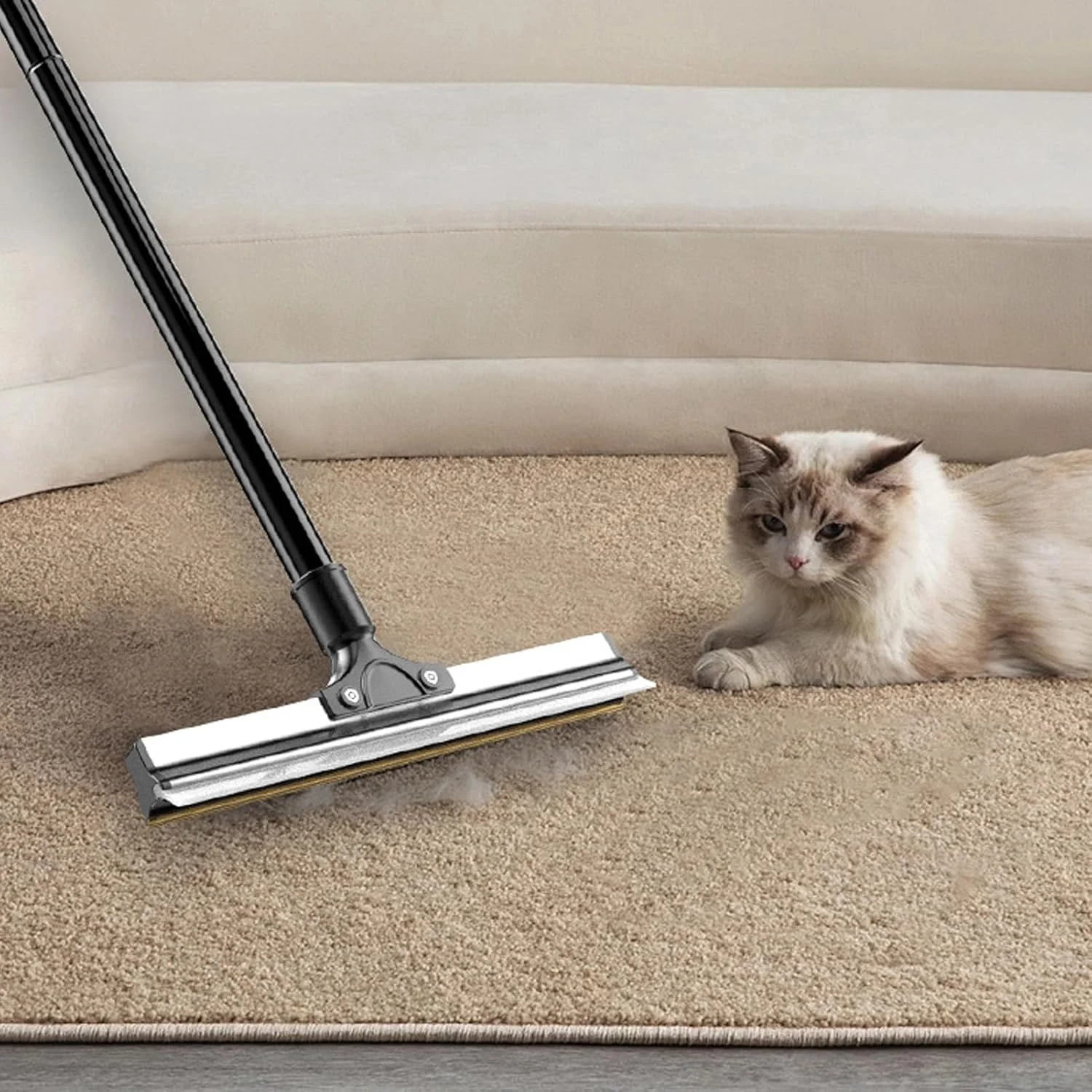 شن کش فرش Depisuta برای جمع آوری موی حیوانات خانگی، مو جمع کن فرش قابل استفاده مجدد با دسته بلند قابل تنظیم 90 تا 127 سانتی متری، ابزار خراش دهنده موی فرش برای فرش، قالیچه و زیرانداز شن کش فرش Depisuta برای جمع آوری موی حیوانات خانگی، مو جمع کن فرش قابل استفاده مجدد با دسته بلند قابل تنظیم 90 تا 127 سانتی متری، ابزار خراش دهنده موی فرش برای فرش، قالیچه و زیرانداز