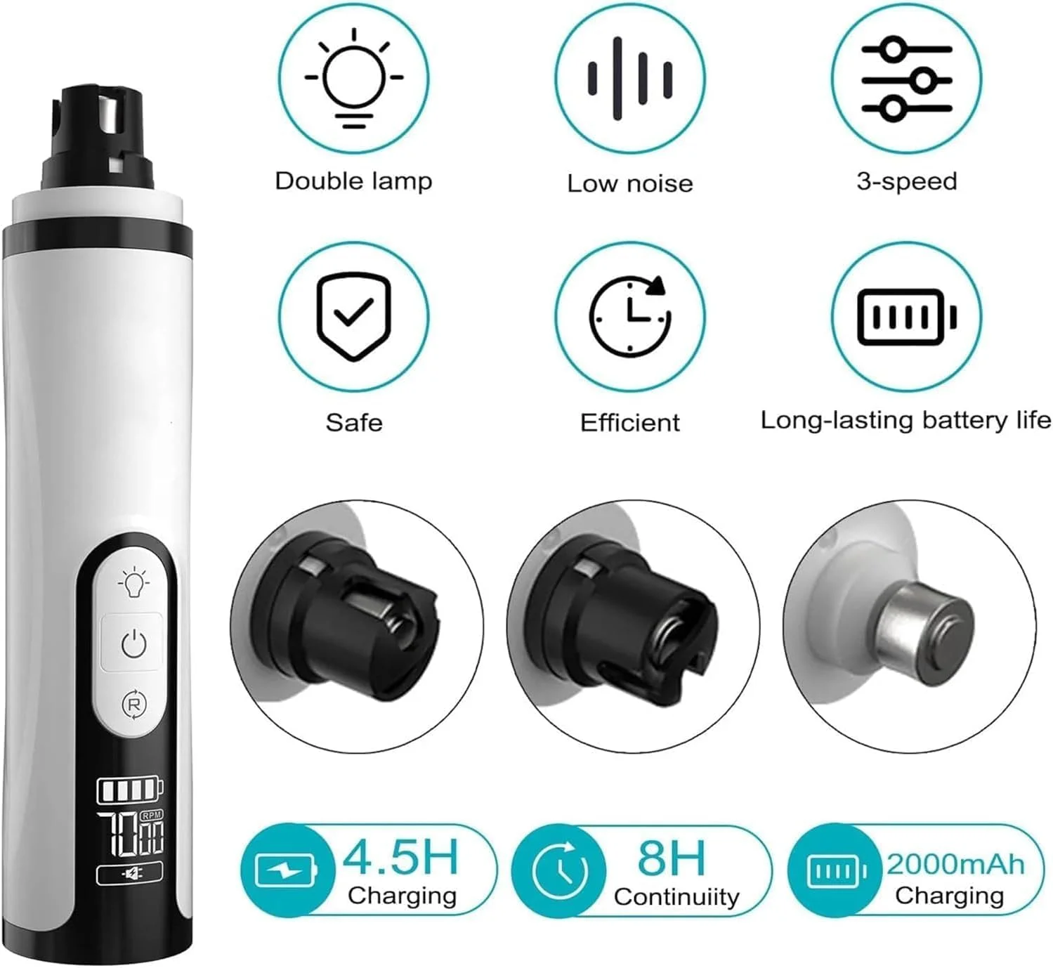 سوهان ناخن بی سیم و بی صدای WujialingMM Heusom Silent Groom Pro، مدل ارتقا یافته 2025، مناسب سگ و گربه، شارژ سریع USB به همراه سری های سنگ زنی تعویضی (1+2*سری تعویضی) سوهان ناخن بی سیم و بی صدای WujialingMM Heusom Silent Groom Pro، مدل ارتقا یافته 2025، مناسب سگ و گربه، شارژ سریع USB به همراه سری های سنگ زنی تعویضی (1+2*سری تعویضی)