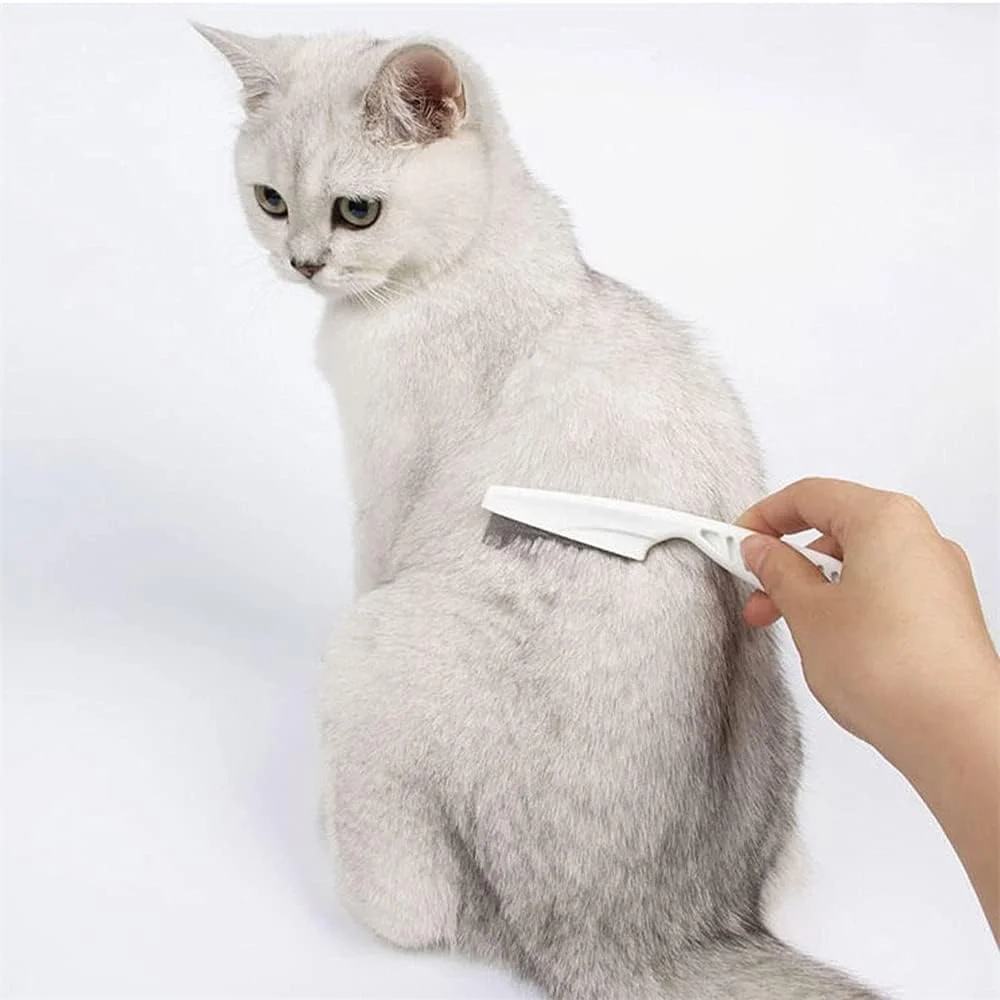 ست 2 عددی شانه سگ و گربه استیل ضد زنگ، آرایش حرفه ای با سرهای گرد، از بین برنده کک، گره و موهای درهم پیچیده، مناسب برای حیوانات خانگی با موهای بلند یا کوتاه، شانه ملایم و راحت