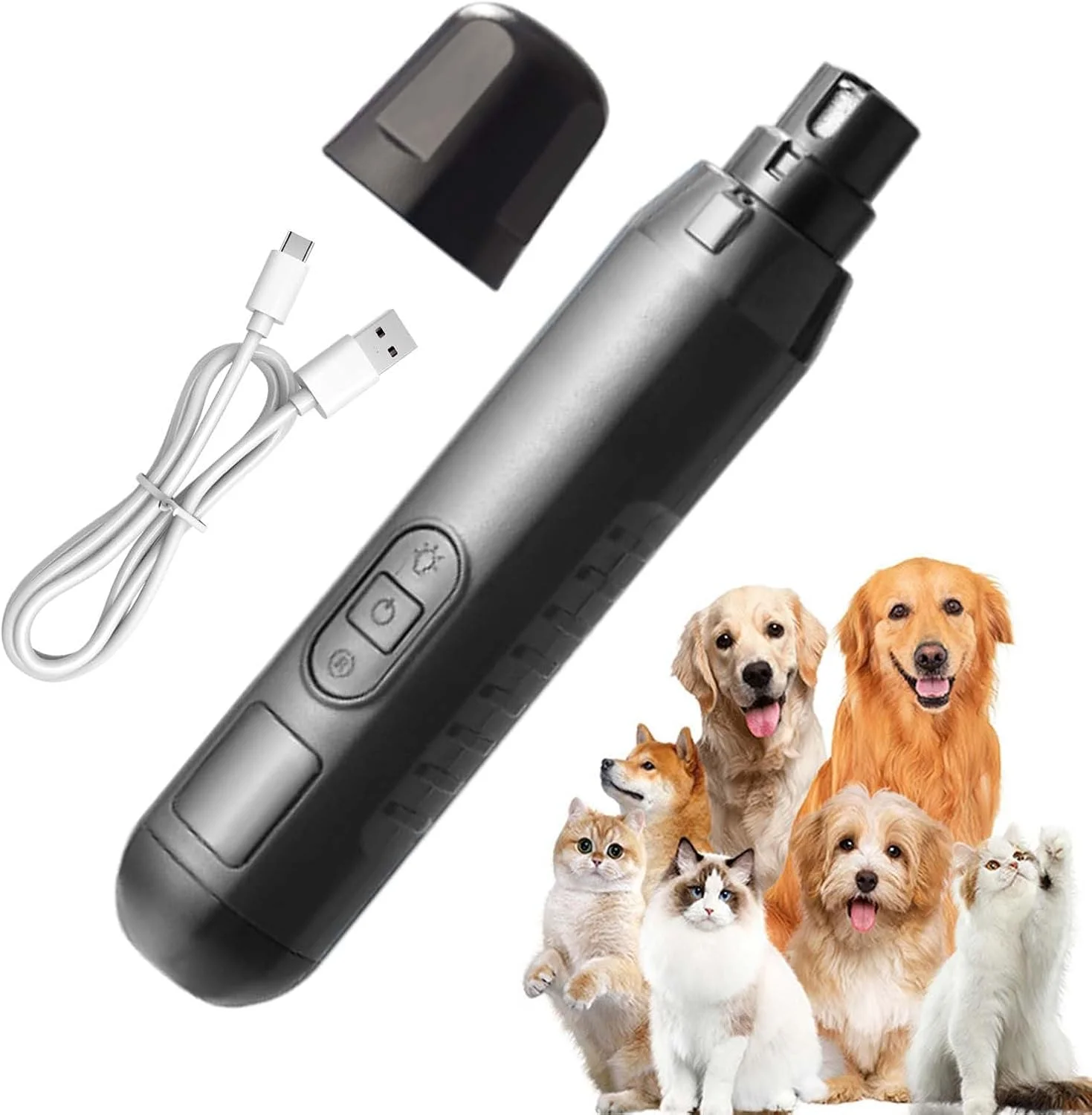 سوهان ناخن سگ بی صدا - ماشین اصلاح ناخن بچه گربه | ابزار برقی مراقبت از پنجه قابل شارژ USB با 5 سرعت برای سگ، گربه، بچه گربه و اصلاح ناخن