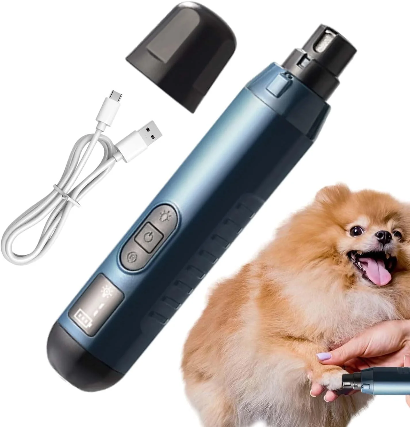 سوهان برقی ناخن سگ - ناخن گیر گربه | ابزار برقی USB قابل شارژ و بی صدا با 5 سرعت برای مراقبت از ناخن پنجه سگ، گربه، بچه گربه و نظافت حیوانات خانگی