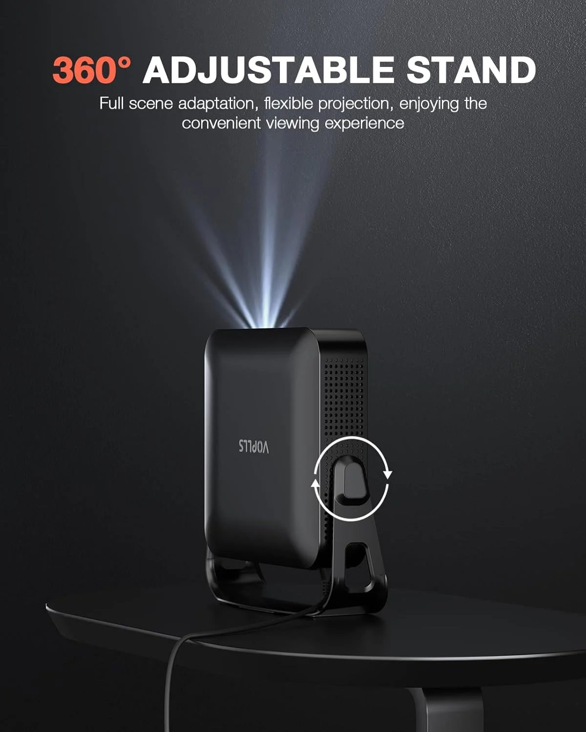 پایه قابل تنظیم 360 درجه و فوکوس خودکار هوش مصنوعی VOPLLS: مینی پروژکتور با WiFi و بلوتوث، پروژکتور فیلم قابل حمل 1080P با روشنایی 550ANSI برای فضای باز، پروژکتور 6D کیستون برای خانه، مناسب برای HDMI/USB/AV/تلفن/لپ تاپ پایه قابل تنظیم 360 درجه و فوکوس خودکار هوش مصنوعی VOPLLS: مینی پروژکتور با WiFi و بلوتوث، پروژکتور فیلم قابل حمل 1080P با روشنایی 550ANSI برای فضای باز، پروژکتور 6D کیستون برای خانه، مناسب برای HDMI/USB/AV/تلفن/لپ تاپ
