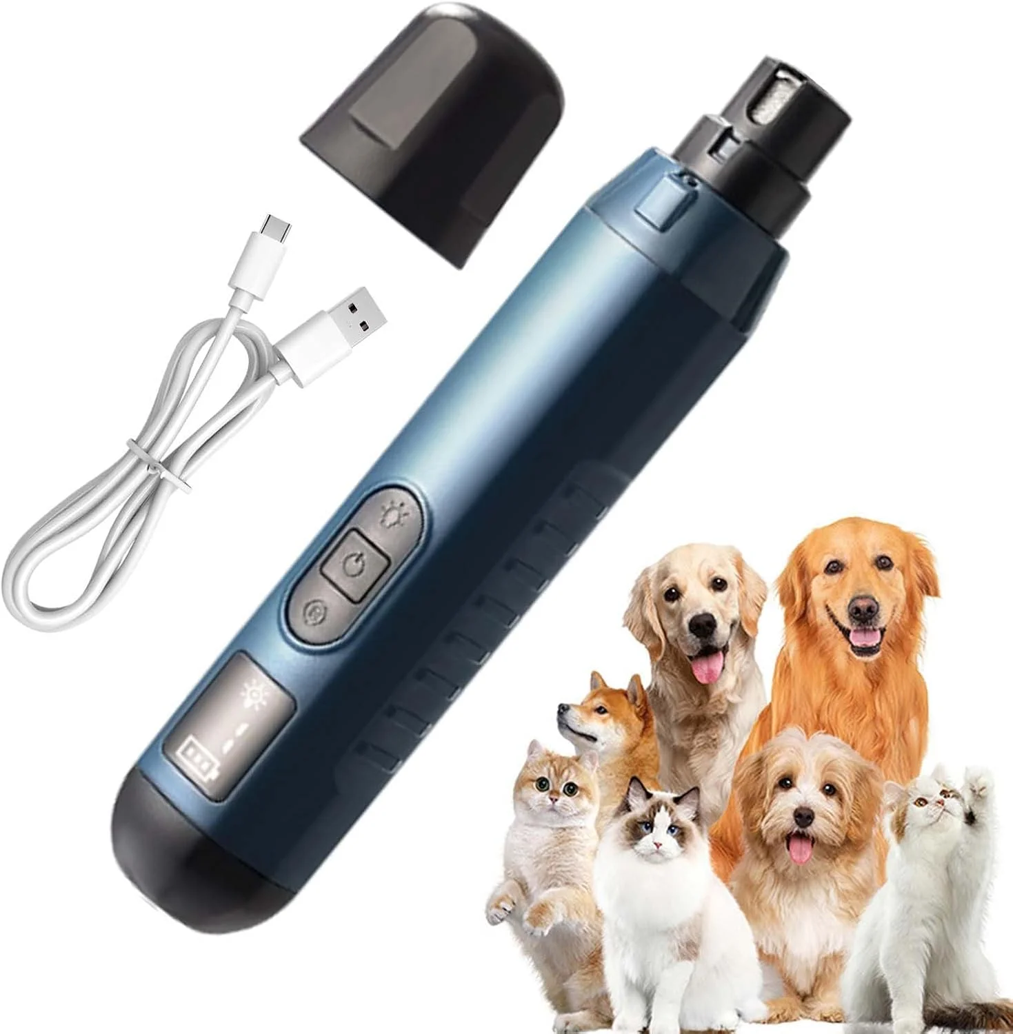 سوهان ناخن سگ - ابزار پیرایش ناخن توله سگ | ابزار برقی USB قابل شارژ با 5 سرعت و صدای کم برای مراقبت از ناخن پنجه گربه سگ و حیوانات خانگی