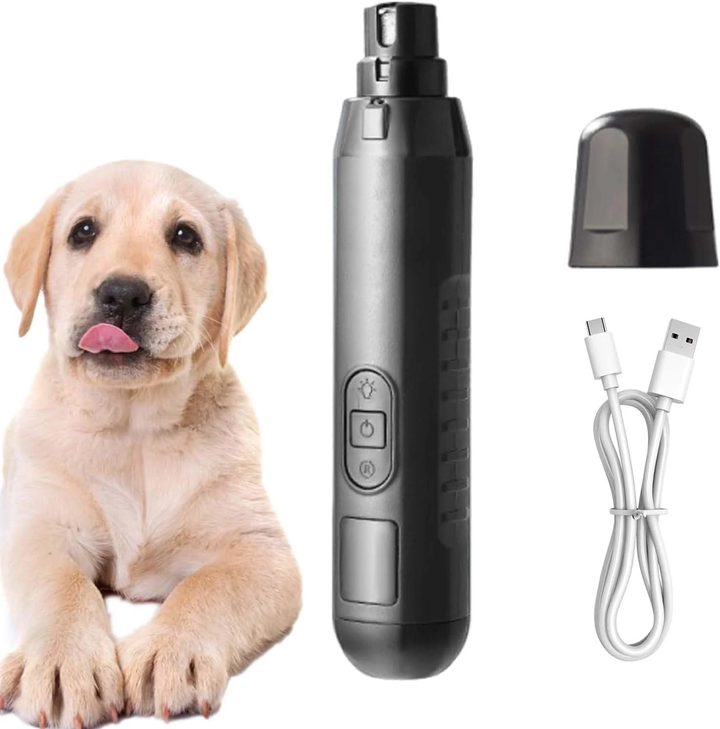 سوهان برقی ناخن سگ | ناخن گیر گربه | ابزار مراقبت و اصلاح ناخن برقی بی صدا با 5 سرعت و شارژ USB برای ناخن پنجه سگ، بچه گربه و حیوانات خانگی