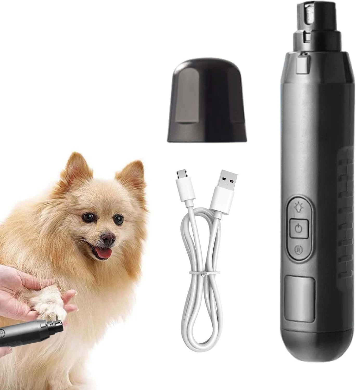 سوهان برقی ناخن سگ | سوهان ناخن توله سگ - ابزار مراقبت و اصلاح ناخن برقی بی صدا 5 سرعته با قابلیت شارژ USB برای ناخن پنجه سگ، بچه گربه، توله سگ و حیوانات خانگی