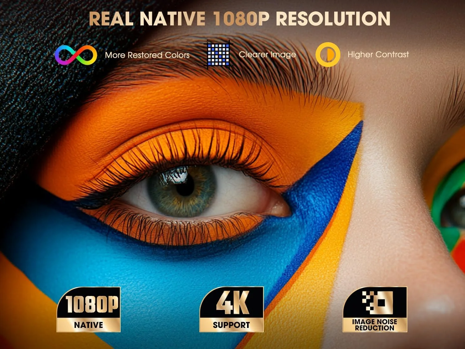 پروژکتور کوچک ویزونی با WiFi و بلوتوث دو طرفه، کیفیت اصلی 1080P، 4K، زوم 50٪، 4P4D، مهر و موم کامل، قابل حمل 450ANSI، طلایی و سفید، HDMI، USB، جک 3.5 میلی متری، فوکوس خودکار پروژکتور کوچک ویزونی با WiFi و بلوتوث دو طرفه، کیفیت اصلی 1080P، 4K، زوم 50٪، 4P4D، مهر و موم کامل، قابل حمل 450ANSI، طلایی و سفید، HDMI، USB، جک 3.5 میلی متری، فوکوس خودکار