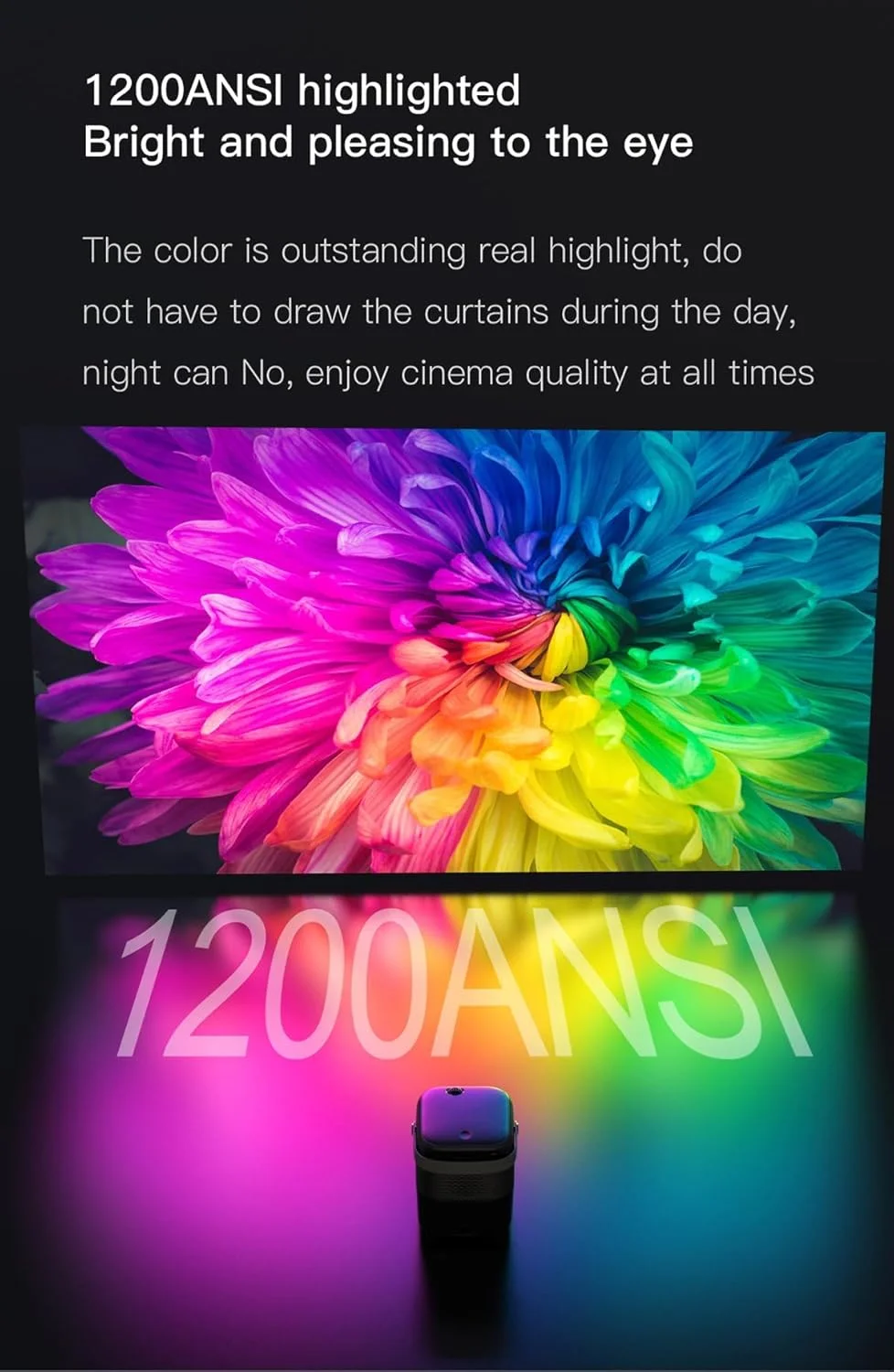 پروژکتور ویدئویی ویکوشا با وای فای 5G و بلوتوث، پخش تصویر 1080P HD، حافظه 2GB+32GB دو بانده، HDMI، تلویزیون سینمای خانگی بازی با ریموت (مشکی) پروژکتور ویدئویی ویکوشا با وای فای 5G و بلوتوث، پخش تصویر 1080P HD، حافظه 2GB+32GB دو بانده، HDMI، تلویزیون سینمای خانگی بازی با ریموت (مشکی)