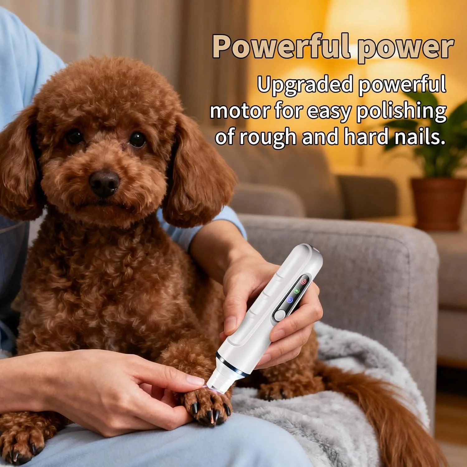 سوهان برقی ناخن حیوانات خانگی برای سگ ها | دارای چراغ LED | شارژ USB | به همراه سری تعویضی - مناسب برای منزل، حمام، پناهگاه، کمپینگ، بچه گربه، توله سگ و سایر حیوانات