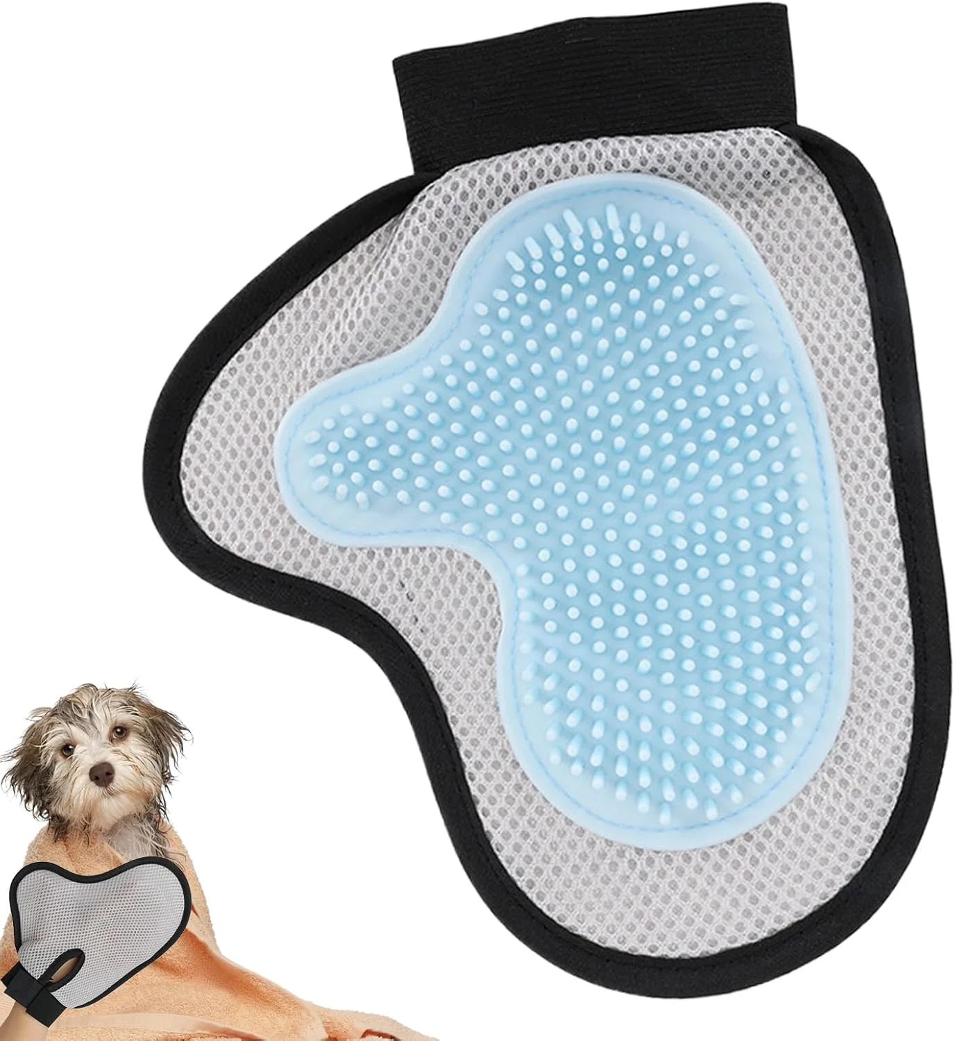 دستکش سگ برای حمام - ابزار ماساژ و ریزش موی قابل استفاده مجدد، دستکش نظافت گربه، برای ماساژ و شستشوی مسافرتی در منزل