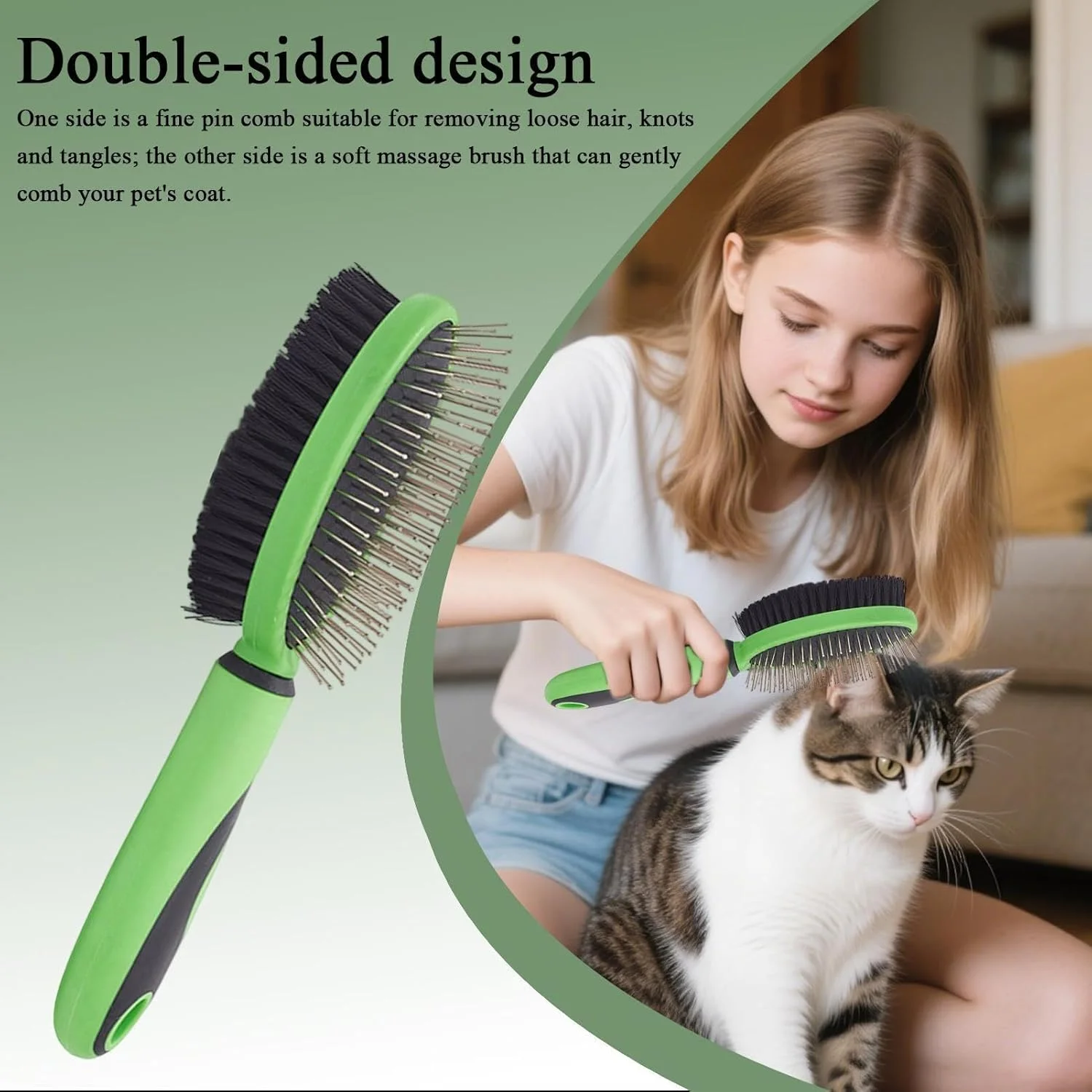 برس گره باز کن گربه | برس ریزش موی دو طرفه گربه - شانه ماساژ حیوانات خانگی برای توله سگ های کوچک، بچه گربه ها و حیوانات متوسط، مناسب حمام و اسپا
