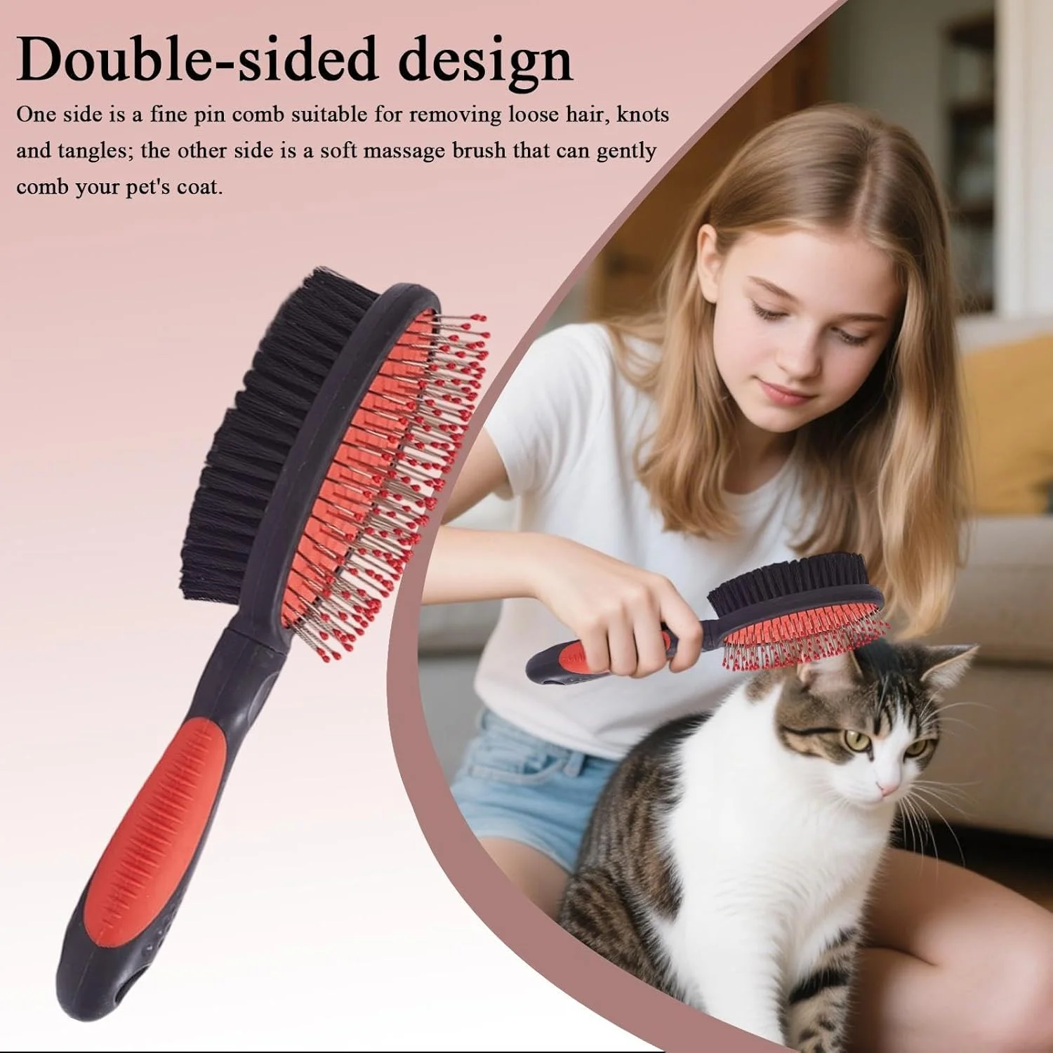 برس گربه | برس دو طرفه حیوانات خانگی - شانه ماساژ حیوانات خانگی برای توله سگ های کوچک، بچه گربه ها و حیوانات متوسط، مناسب حمام و اسپا برس گربه | برس دو طرفه حیوانات خانگی - شانه ماساژ حیوانات خانگی برای توله سگ های کوچک، بچه گربه ها و حیوانات متوسط، مناسب حمام و اسپا