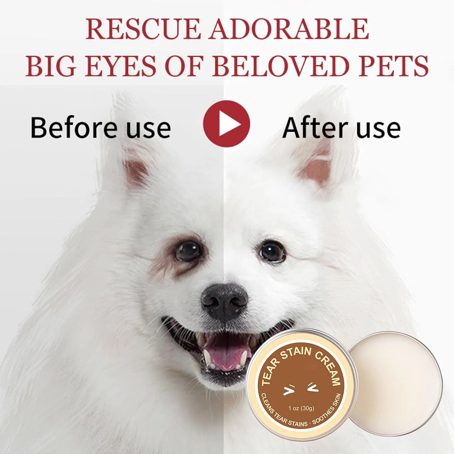 بالم رفع لکه اشک، 30 گرم، پاک کننده لکه چشم سگ - کرم پاک کننده چشم برای سگ و گربه، پاک کننده چشم حیوانات خانگی، به آرامی تمیز می کند، درخشش را به چشم ها باز می گرداند بالم رفع لکه اشک، 30 گرم، پاک کننده لکه چشم سگ - کرم پاک کننده چشم برای سگ و گربه، پاک کننده چشم حیوانات خانگی، به آرامی تمیز می کند، درخشش را به چشم ها باز می گرداند