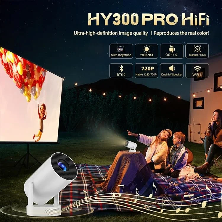 پروژکتور مینی هوشمند 4K قابل حمل XO HY300 PRO 2025، تصحیح خودکار کیستون، پروژکتور هوشمند 4K/280 ANSI، وای فای 2.4/5G، بلوتوث 5.0، صفحه نمایش 130 اینچی، چرخش 180 درجه، پروژکتور ویدیویی خانگی پروژکتور مینی هوشمند 4K قابل حمل XO HY300 PRO 2025، تصحیح خودکار کیستون، پروژکتور هوشمند 4K/280 ANSI، وای فای 2.4/5G، بلوتوث 5.0، صفحه نمایش 130 اینچی، چرخش 180 درجه، پروژکتور ویدیویی خانگی