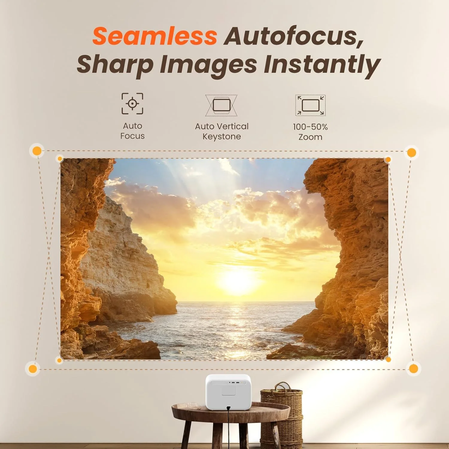 پروژکتور وای فای 6 بلوتوثی کوچک Yaber JBL 1080P FHD Sound، [فوکوس خودکار روان]، پروژکتور ویدیویی قابل حمل برای فضای باز، پروژکتور سقفی برای آیفون/HDMI/USB/PS5 - خاکستری