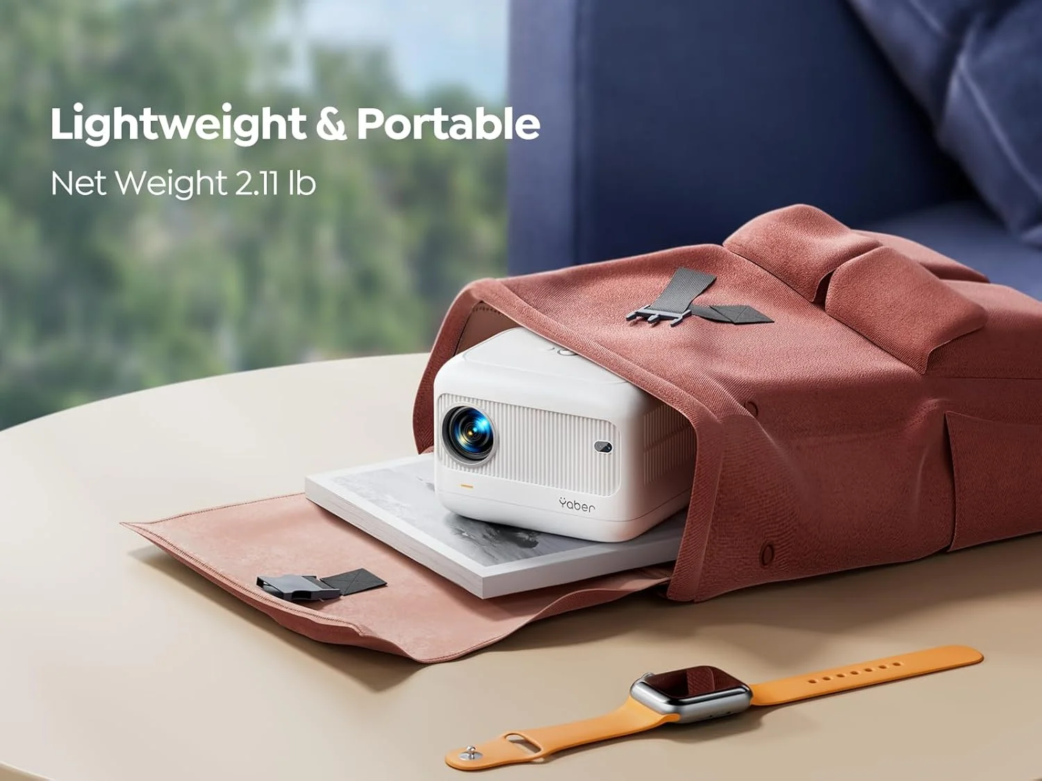 پروژکتور مینی YABER [فوکوس الکتریکی] با وای فای 5G و بلوتوث 5.2، 18000 لومن 1080P، پروژکتور فضای باز با پشتیبانی از اصلاح کیستون ±40 درجه، پروژکتور قابل حمل برای تلفن/دانگل تلویزیون/لپ تاپ/PS5