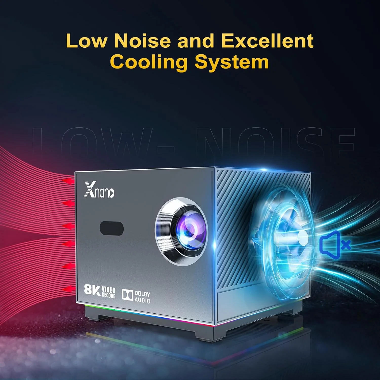 پروژکتور مینی XNANO [پشتیبانی از رمزگشایی ویدیو 8K/4K و فوکوس الکتریکی] با WiFi 5G و بلوتوث، پروژکتور فیلم هوشمند قابل حمل برای iOS/Android/TV Stick با نورپردازی LED، دارای برنامه های بیشتر داخلی - خاکستری