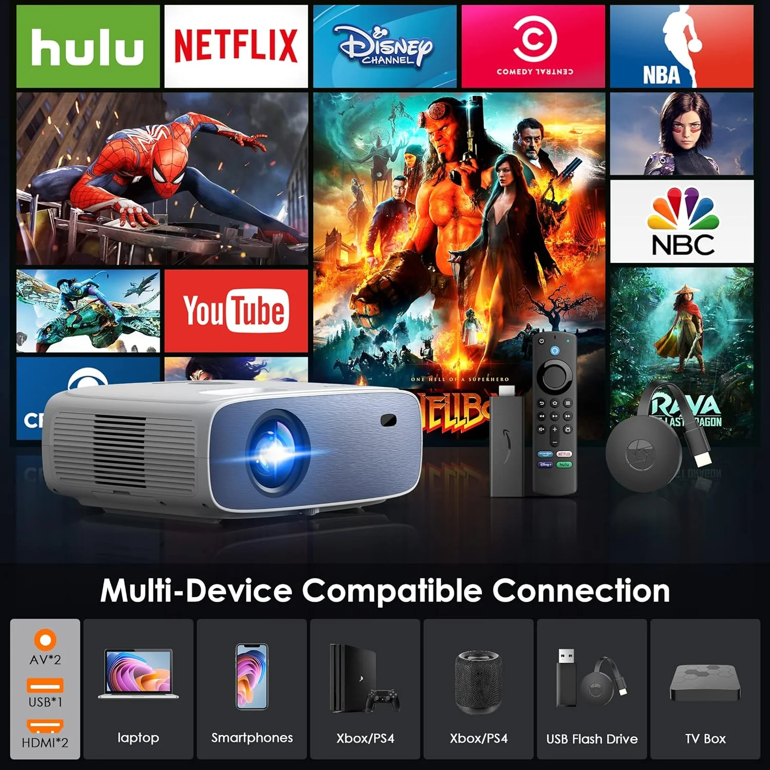پروژکتور فضای باز XOPPOX HD 1080P، پروژکتور خانگی قابل حمل 300ANSI، پروژکتور مینی قابل حمل با کیفیت اصلی 1080P سازگار با HDMI، USB، لپ تاپ، تلفن های هوشمند iOS و Android پروژکتور فضای باز XOPPOX HD 1080P، پروژکتور خانگی قابل حمل 300ANSI، پروژکتور مینی قابل حمل با کیفیت اصلی 1080P سازگار با HDMI، USB، لپ تاپ، تلفن های هوشمند iOS و Android