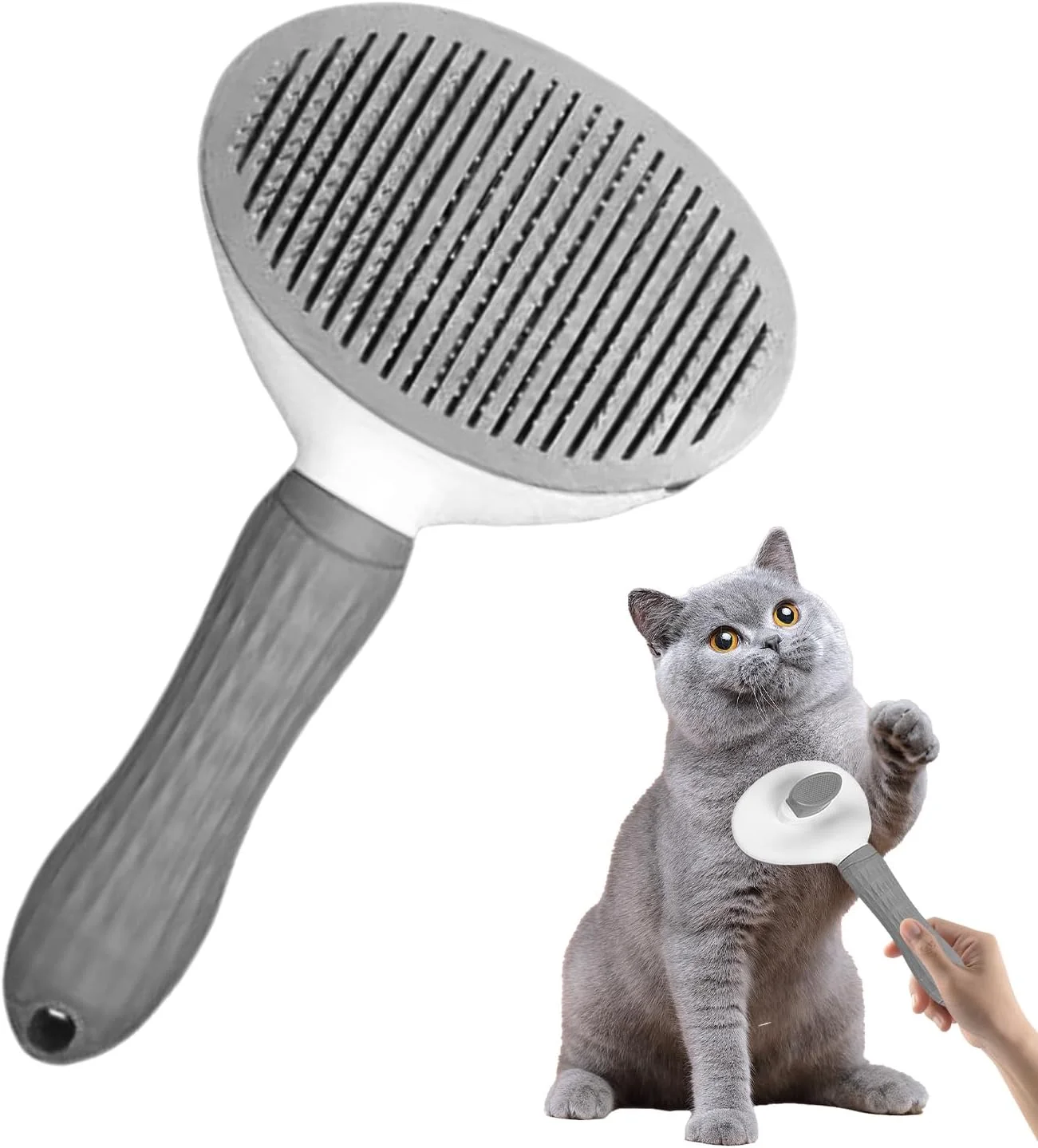 برس ریزش موی گربه | برس تمیز کننده گربه با دکمه رهاسازی، شانه نظافت حیوانات خانگی برای گربه ها سگ ها داخل خانه حمام