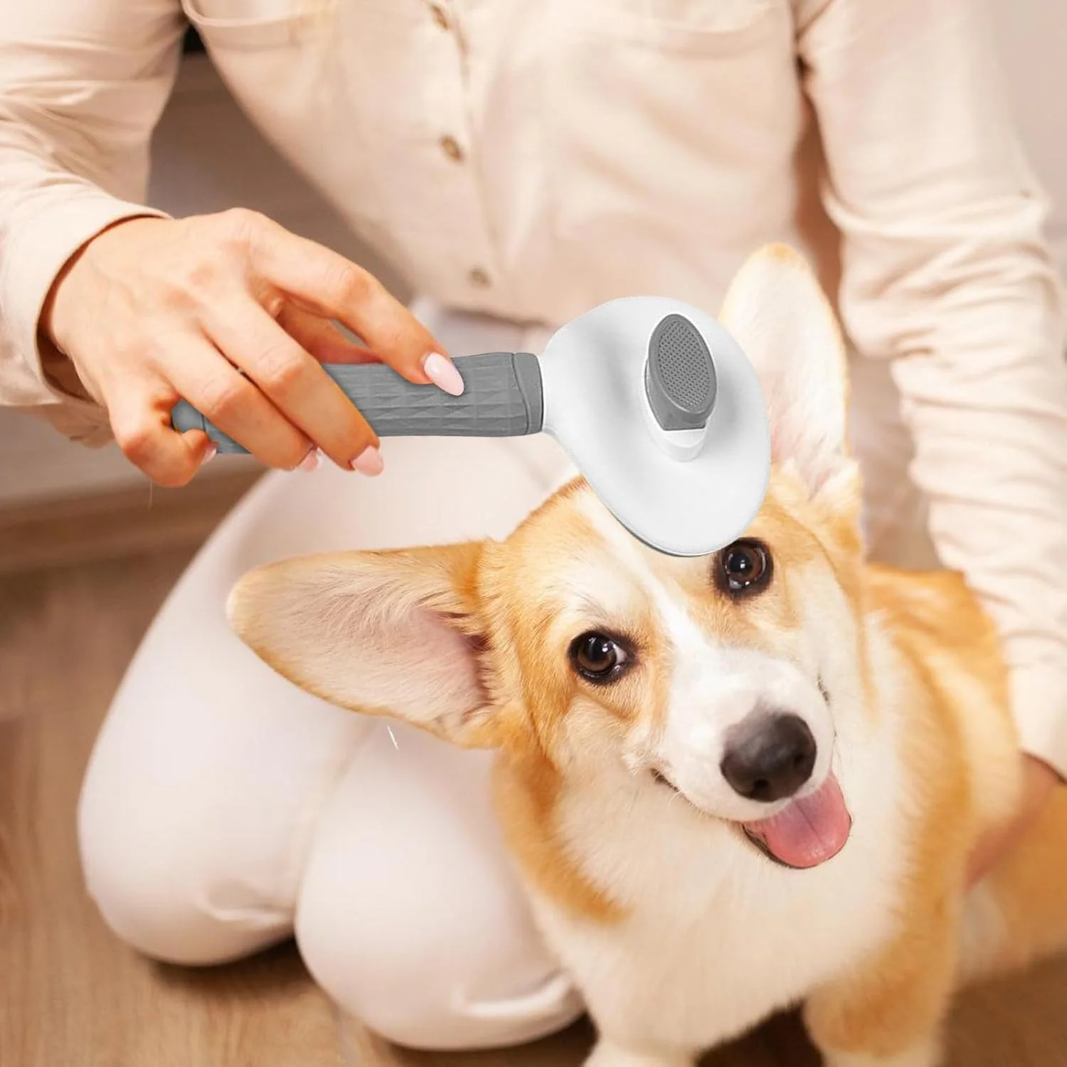 برس ریزش موی گربه | برس تمیز کننده گربه با دکمه رهاسازی، شانه نظافت حیوانات خانگی برای گربه ها سگ ها داخل خانه حمام