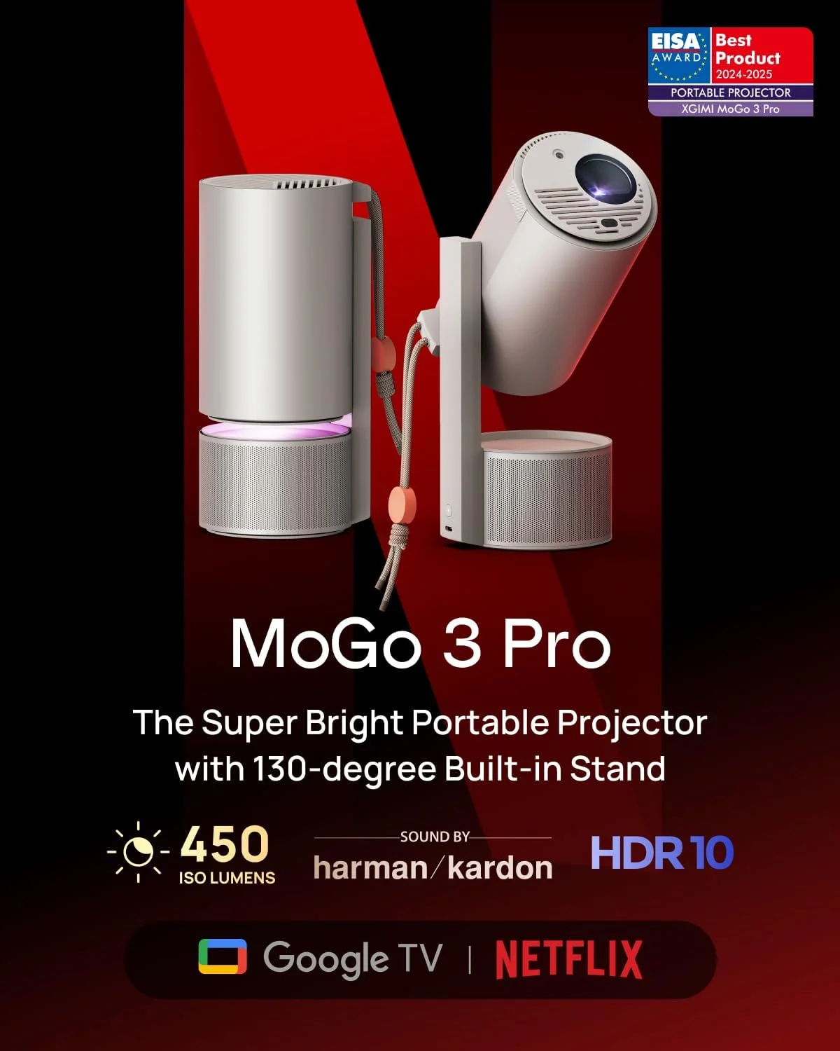 پروژکتور قابل حمل XGIMI MoGo 3 Pro، تلویزیون گوگل با نتفلیکس دارای مجوز، پشتیبانی از پاوربانک، 450 لومن ISO، ISA 2.0، 10W Harman Kardon پروژکتور قابل حمل XGIMI MoGo 3 Pro، تلویزیون گوگل با نتفلیکس دارای مجوز، پشتیبانی از پاوربانک، 450 لومن ISO، ISA 2.0، 10W Harman Kardon