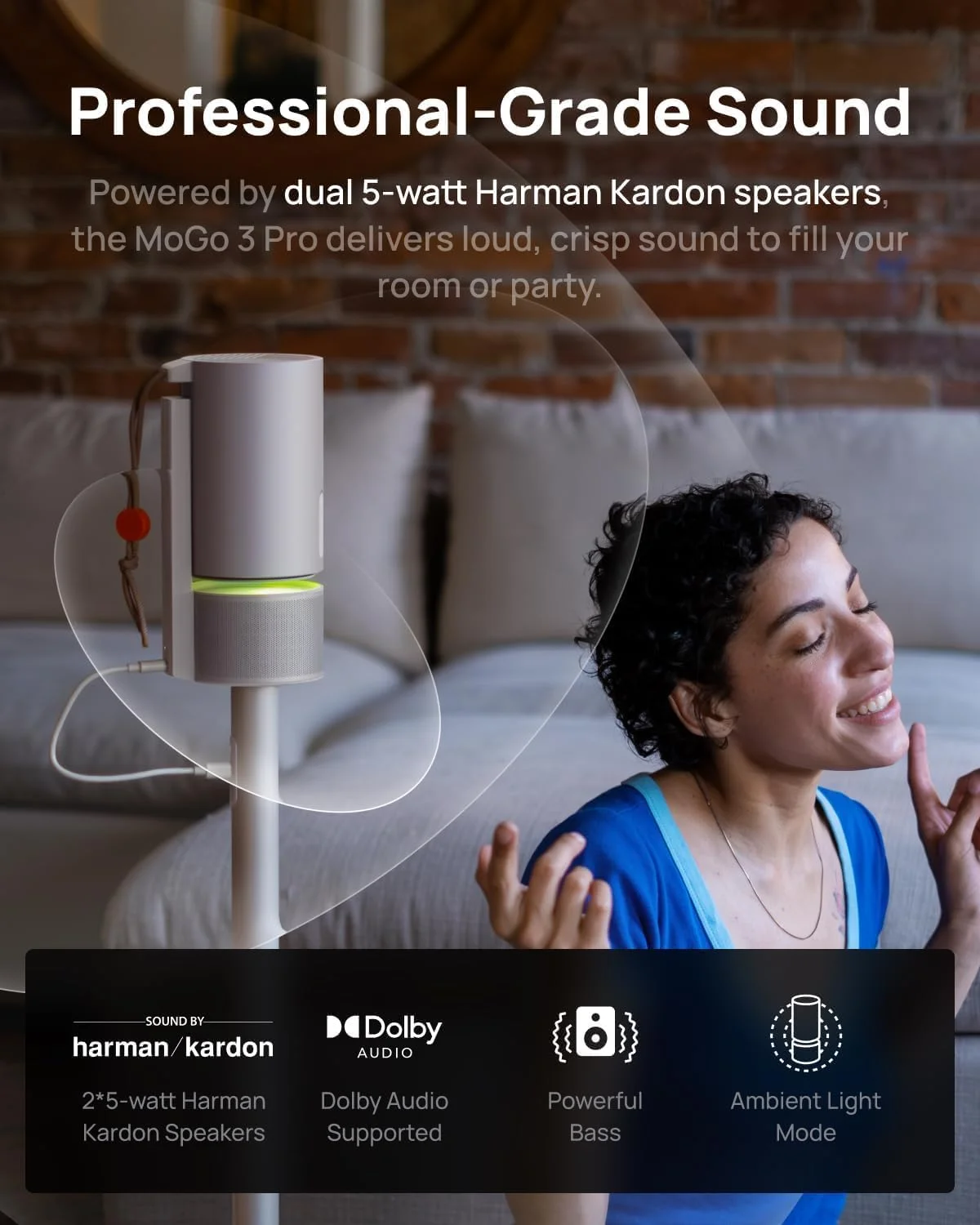 پروژکتور قابل حمل جدید XGIMI MoGo 3 Pro 2024، گوگل تی وی با نتفلیکس دارای مجوز، پایه قابل تنظیم داخلی، پروژکتور مینی از پاوربانک ها پشتیبانی می کند، 450 لومن ISO، ISA 2.0، 2 بلندگوی 5 واتی Harman Kardon