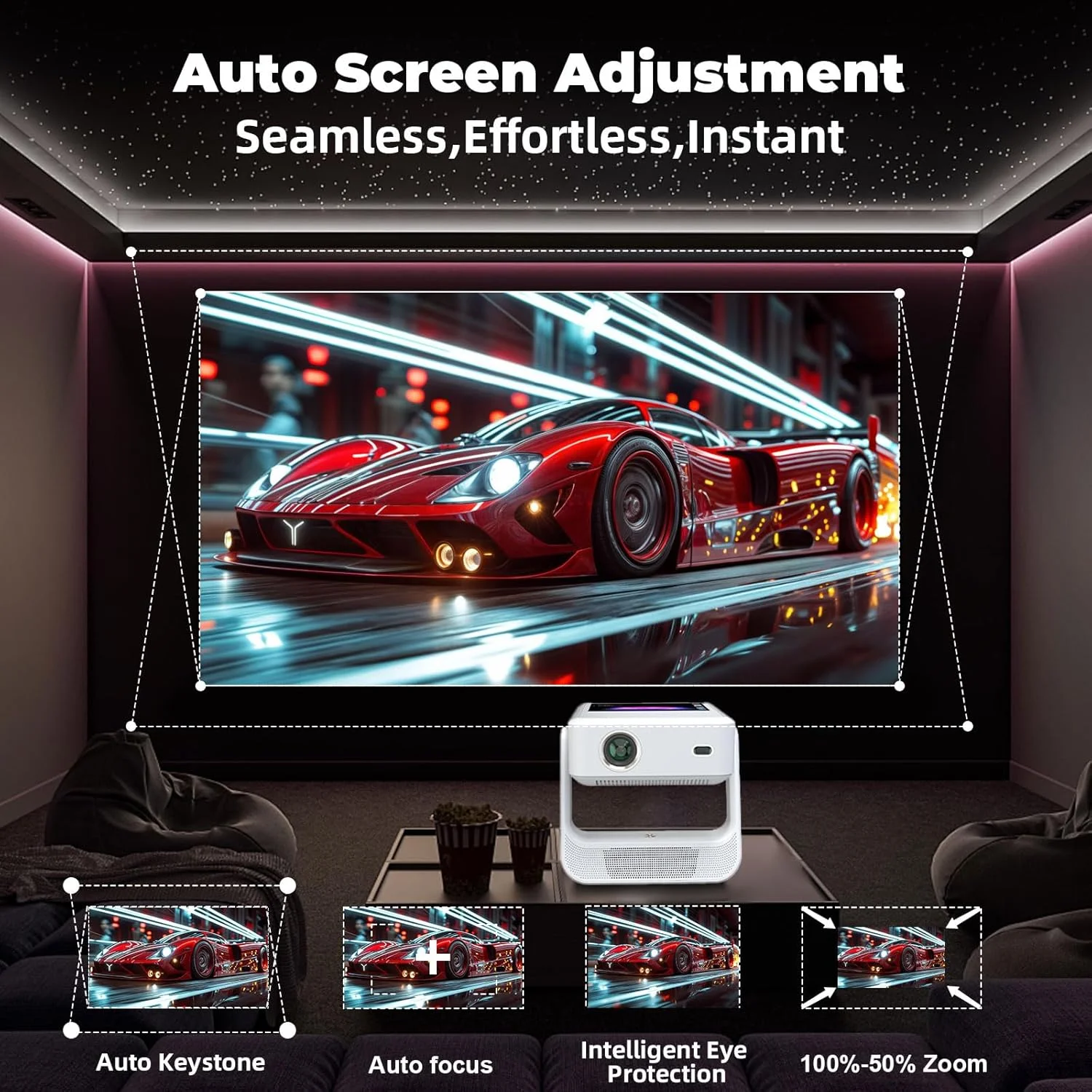 پروژکتور هوشمند XBJ A2Pro با صفحه لمسی، فوکوس خودکار و اصلاح زاویه، دارای برنامه های داخلی، وای فای 6، بلوتوث، پروژکتور فیلم قابل حمل با بلندگوی استریو، پشتیبانی از 4K، 800 انسی لومن، مناسب برای استفاده در داخل و خارج از خانه پروژکتور هوشمند XBJ A2Pro با صفحه لمسی، فوکوس خودکار و اصلاح زاویه، دارای برنامه های داخلی، وای فای 6، بلوتوث، پروژکتور فیلم قابل حمل با بلندگوی استریو، پشتیبانی از 4K، 800 انسی لومن، مناسب برای استفاده در داخل و خارج از خانه