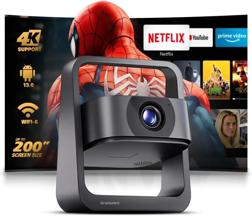 پروژکتور مینی اندروید Wownect، جدیدترین اندروید 13.0، 200 انسی لومن، پشتیبانی از رمزگشایی 4K HDR، فوکوس الکتریکی، WiFi6 و بلوتوث، برنامه های داخلی، سینمای خانگی، پروژکتور فیلم در فضای باز پروژکتور مینی اندروید Wownect، جدیدترین اندروید 13.0، 200 انسی لومن، پشتیبانی از رمزگشایی 4K HDR، فوکوس الکتریکی، WiFi6 و بلوتوث، برنامه های داخلی، سینمای خانگی، پروژکتور فیلم در فضای باز