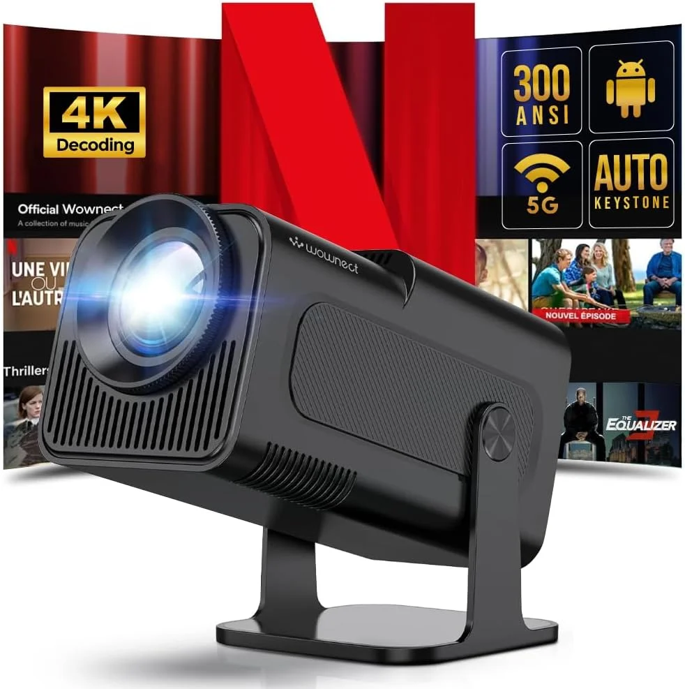 پروژکتور قابل حمل مینی اندروید Wownect، کیفیت اصلی 1080P هوشمند FHD با پشتیبانی از 4K، روشنایی 300 انسی لومن با WiFi 6، تصحیح خودکار کیستون با چرخش 180 درجه، مناسب برای سینمای خانگی و پروژکتور ویدیویی فضای باز - مشکی پروژکتور قابل حمل مینی اندروید Wownect، کیفیت اصلی 1080P هوشمند FHD با پشتیبانی از 4K، روشنایی 300 انسی لومن با WiFi 6، تصحیح خودکار کیستون با چرخش 180 درجه، مناسب برای سینمای خانگی و پروژکتور ویدیویی فضای باز - مشکی