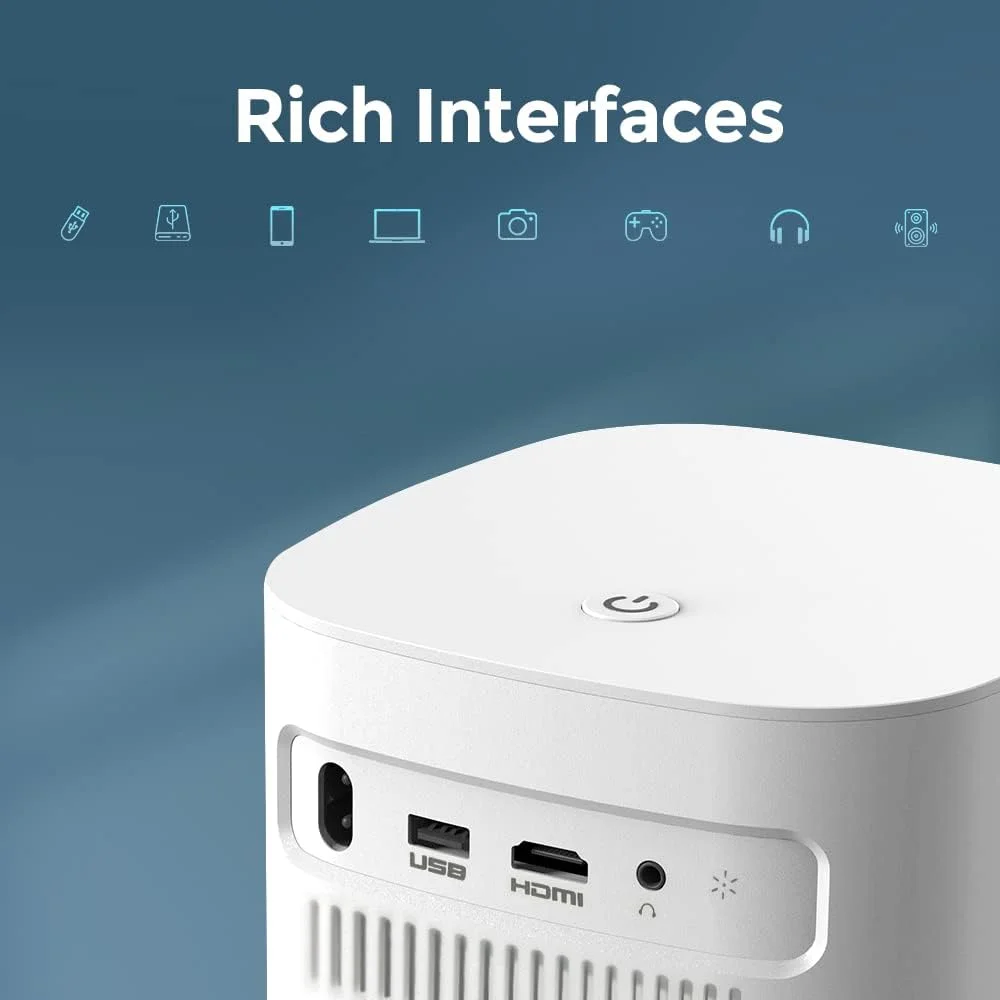 پروژکتور اندروید Wownect با کیفیت اصلی 1080P | پروژکتور ویدئویی 4K با روشنایی 400 انسی لومن مناسب فضای باز [فوکوس الکتریکی]، قابلیت نمایش صفحه موبایل، وای فای 5G و بلوتوث، سینمای خانگی، پروژکتور قابل حمل برای فیلم و بازی