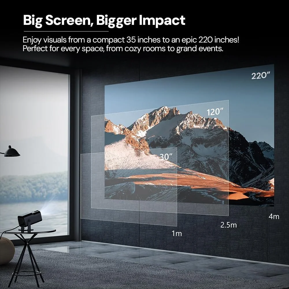 پروژکتور هوشمند مینی Wownect، جدیدترین اندروید 13.0، [فوکوس خودکار و کیستون] 350 لومن ANSI، رزولوشن اصلی 1080P، پشتیبانی از 4K، وای فای دو بانده 2.4/5G، بلوتوث 5.0، پروژکتور ویدیویی سینمای خانگی قابل حمل