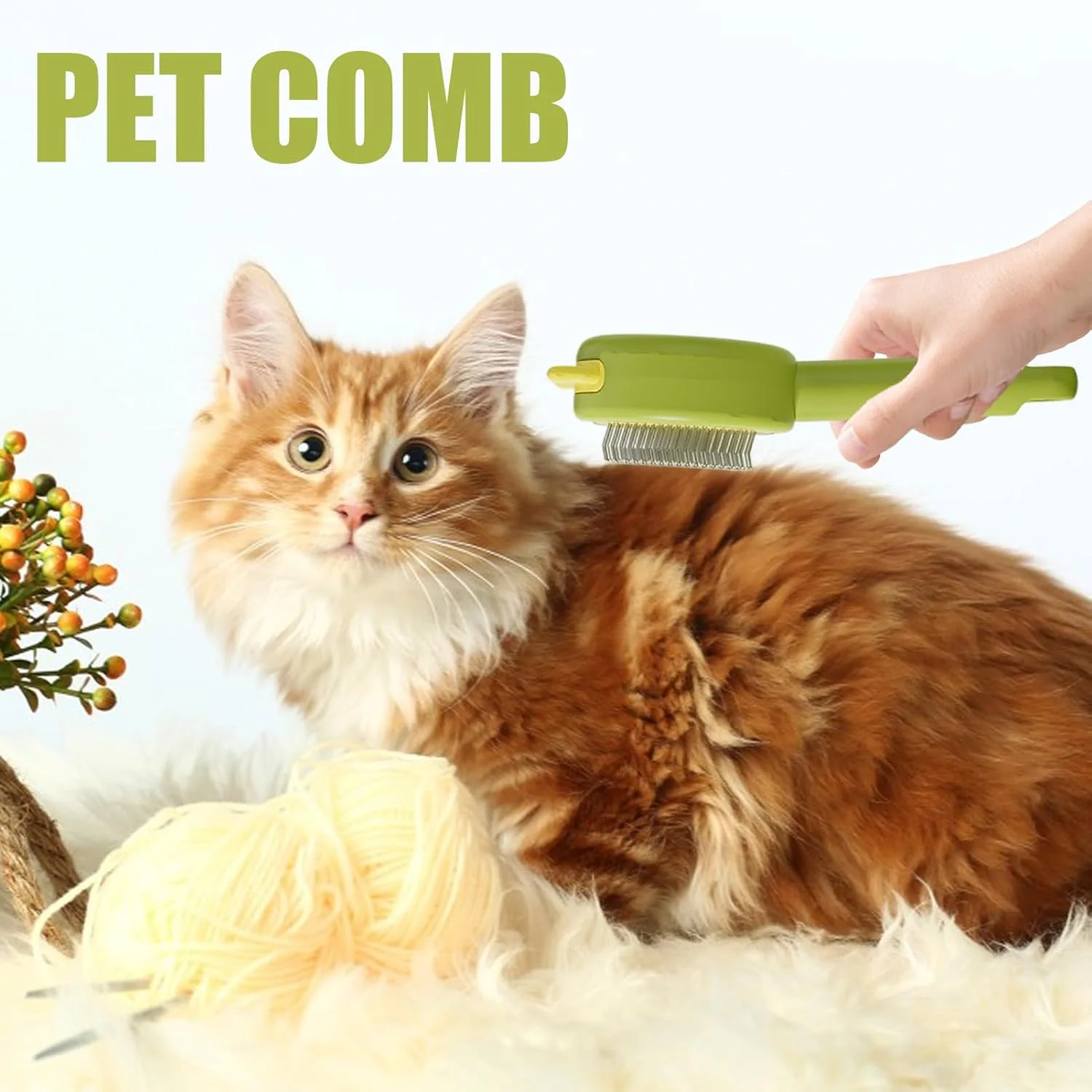 برس سگ، ملایم با دکمه رهاسازی | شانه ریزش موی بچه گربه | برای ماساژ، حمام کردن گربه ها و سگ های مو بلند و کوتاه در داخل و خارج از خانه