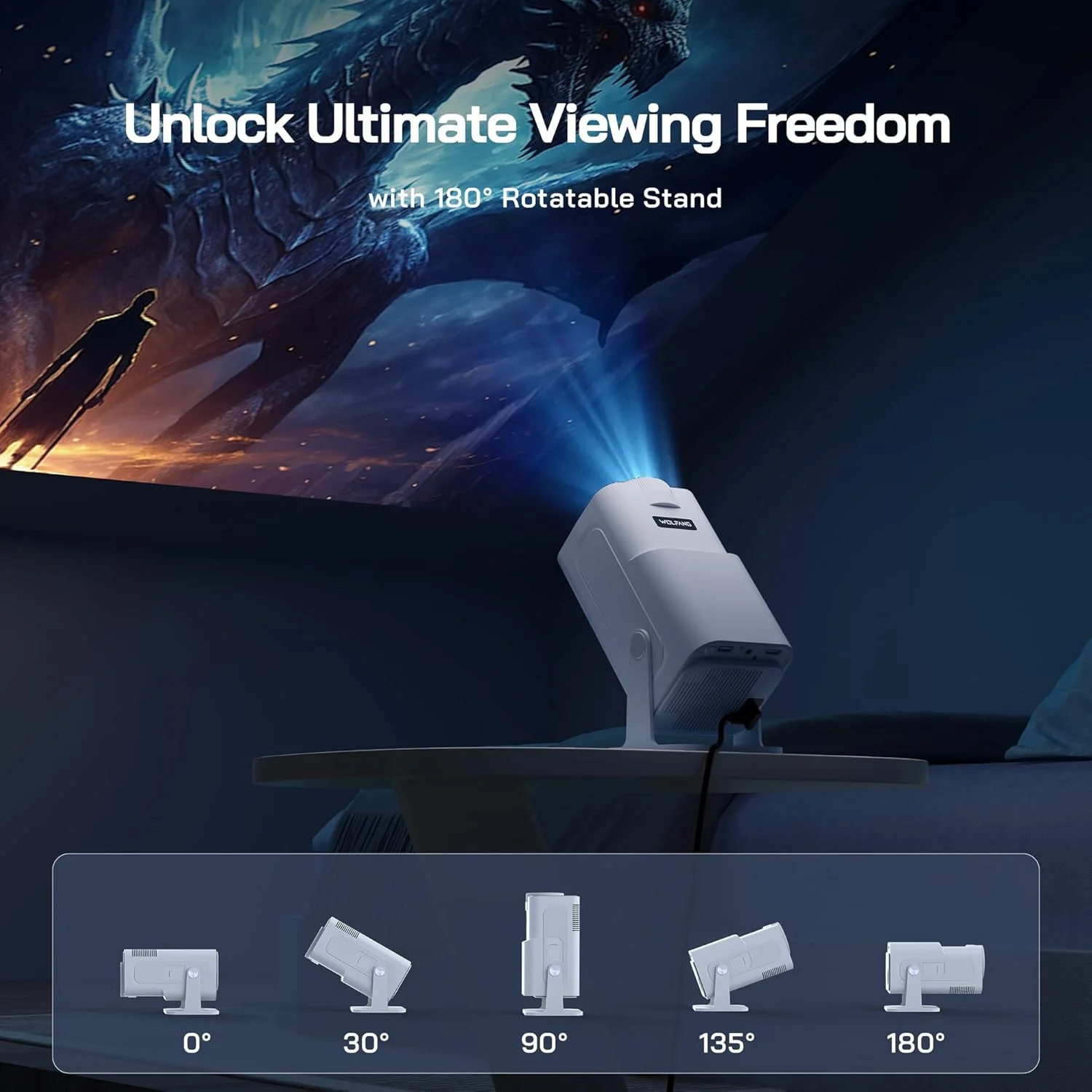 پروژکتور مینی 4K ولفانگ 【برنامههای داخلی/نتفلیکس رسمی】، پروژکتور قابل حمل WiFi 6 با 26000 لومن با زوم 50٪، پروژکتور هوشمند خانگی با قابلیت چرخش 180 درجه سازگار با تی وی استیک/iOS/Android/PC/PS5/HDMI/AV پروژکتور مینی 4K ولفانگ 【برنامههای داخلی/نتفلیکس رسمی】، پروژکتور قابل حمل WiFi 6 با 26000 لومن با زوم 50٪، پروژکتور هوشمند خانگی با قابلیت چرخش 180 درجه سازگار با تی وی استیک/iOS/Android/PC/PS5/HDMI/AV