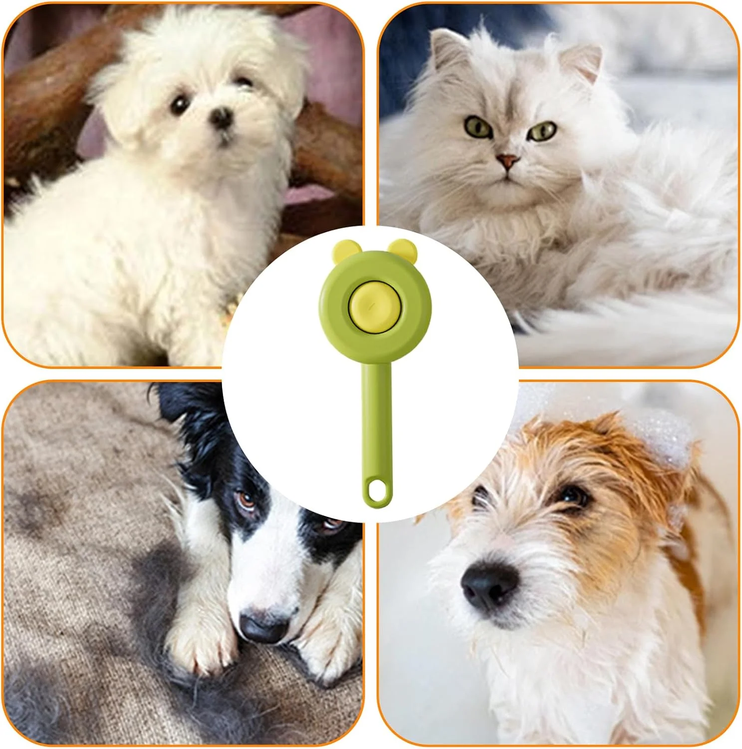 برس سگ، برس دکمه رهاسازی - شانه توله سگ سوزنی خمیده، برای حمام کردن سگ ها و گربه های مو بلند و کوتاه، نظافت داخلی و خارجی