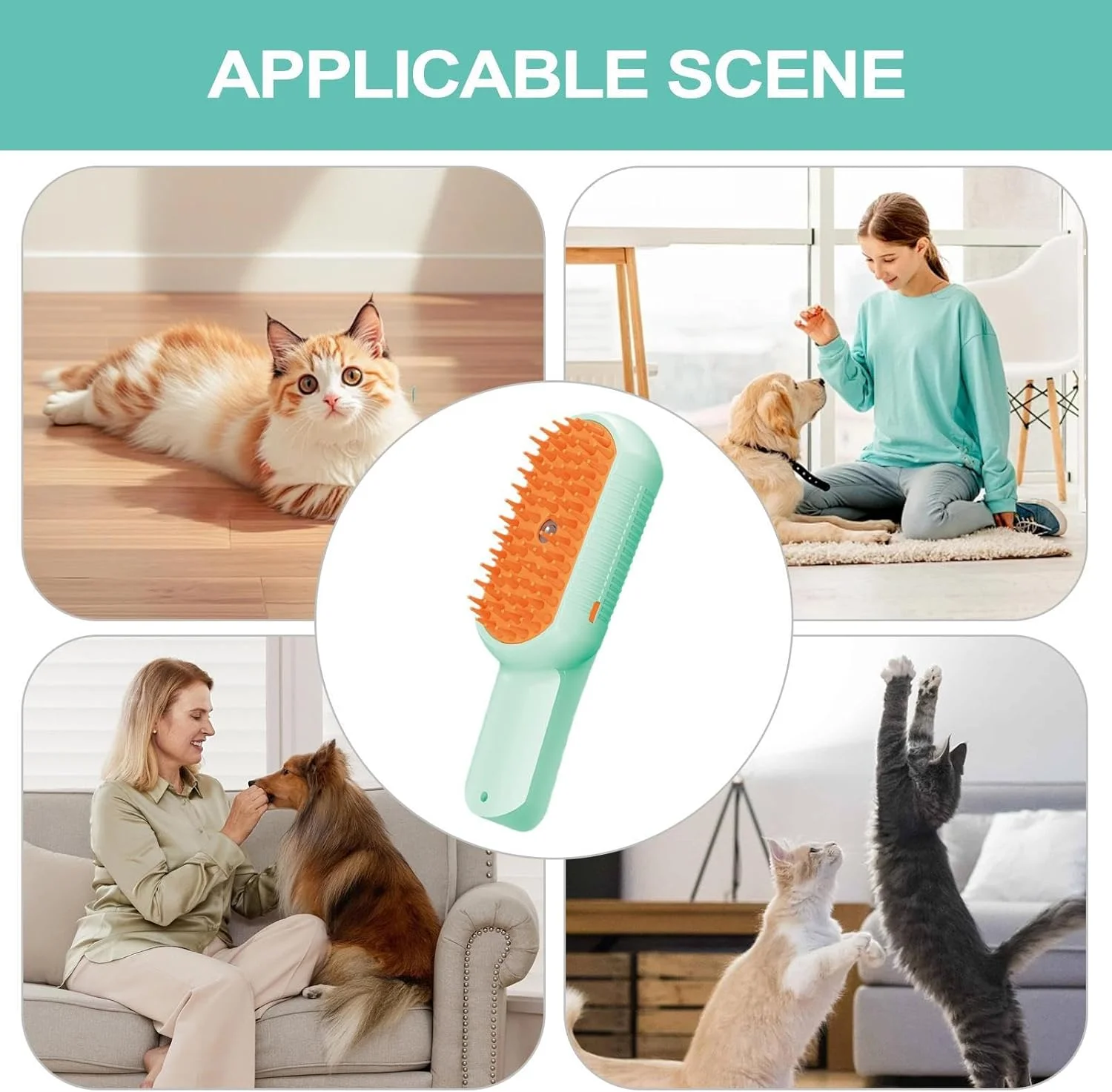 برس بخار برای سگ، برس تمیز کننده بخار شارژی برای گربه | شانه اسپری چند منظوره حذف موی حیوانات خانگی برای ماساژ و تمیز کردن توله سگ و بچه گربه کوچک، متوسط و بزرگ