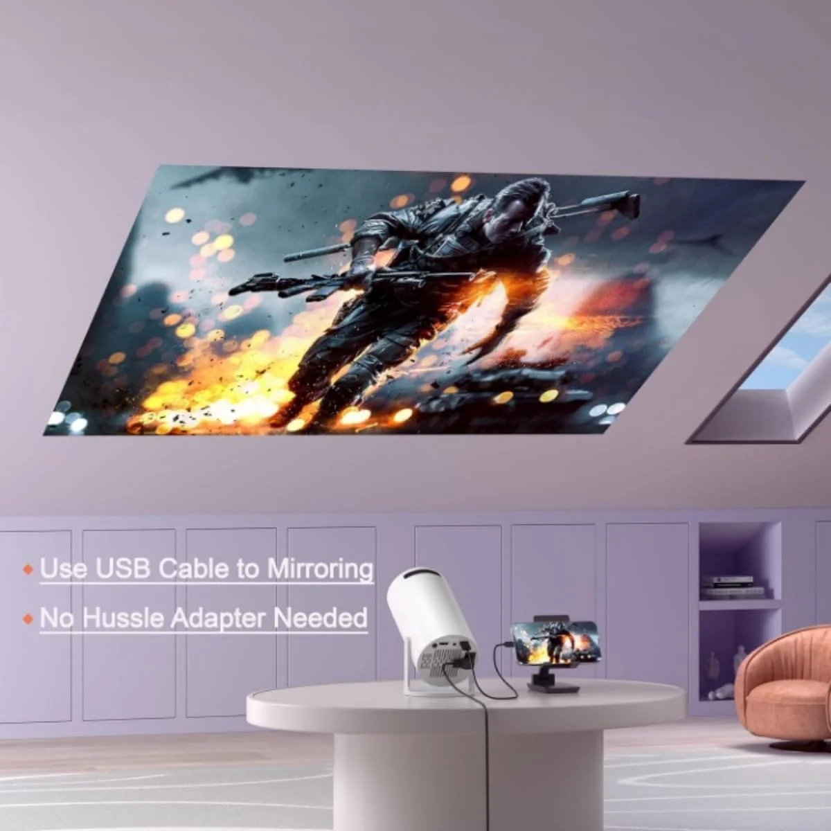 پروژکتور مینی بی سیم با بلندگوی داخلی، فناوری تصویربرداری پراکنده، فوکوس خودکار، کیفیت ویدیو برای سینمای خانگی و سرگرمی قابل حمل در هر مکان پروژکتور مینی بی سیم با بلندگوی داخلی، فناوری تصویربرداری پراکنده، فوکوس خودکار، کیفیت ویدیو برای سینمای خانگی و سرگرمی قابل حمل در هر مکان