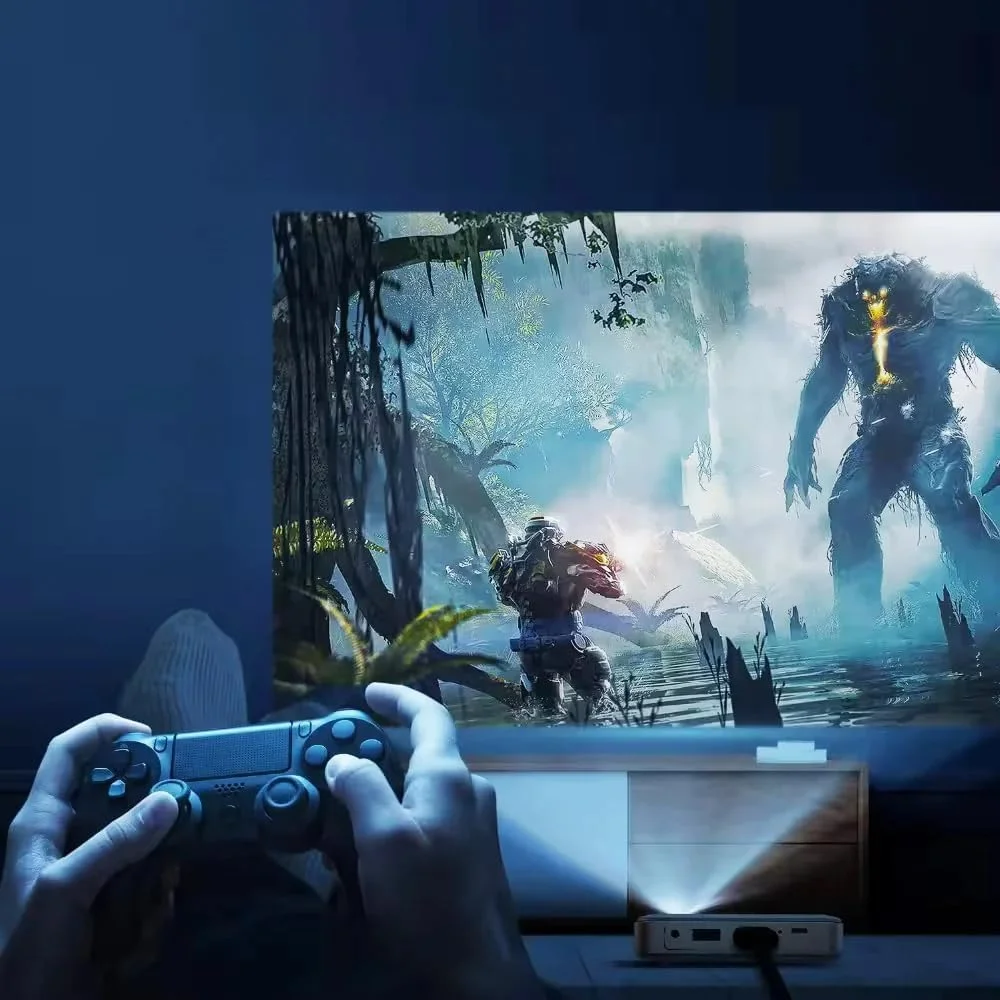 پروژکتور بی سیم فوق العاده کوچک MERLIN | 1080P HD، DLP، اندازه جیبی، بلندگوهای داخلی، کیستون خودکار، Screen Mirroring، نمایشگر 120 اینچی، قابل حمل، باتری قابل شارژ با عمر بیش از 30000 ساعت + اندروید استیک پروژکتور بی سیم فوق العاده کوچک MERLIN | 1080P HD، DLP، اندازه جیبی، بلندگوهای داخلی، کیستون خودکار، Screen Mirroring، نمایشگر 120 اینچی، قابل حمل، باتری قابل شارژ با عمر بیش از 30000 ساعت + اندروید استیک