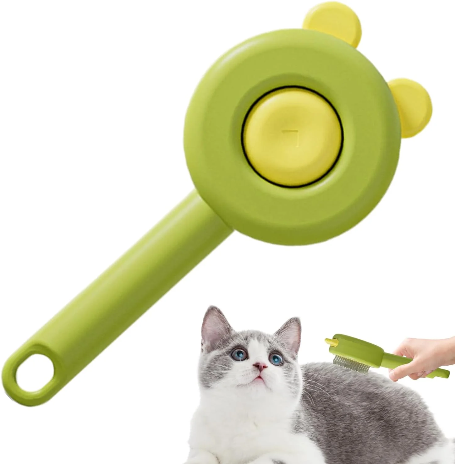 برس سگ، ضد الکتریسیته ساکن با دکمه رهاسازی - شانه توله سگ با سوزن خمیده | برای حمام کردن سگ ها و گربه های مو بلند و کوتاه، نظافت داخلی و خارجی