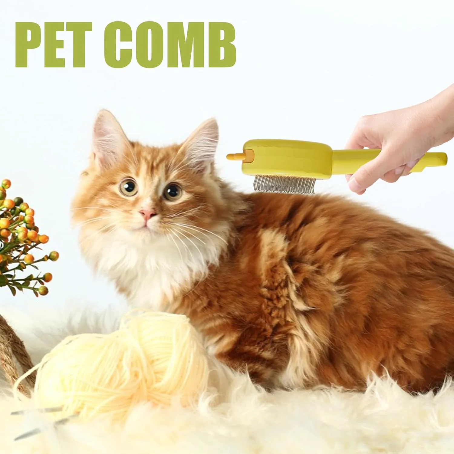 برس نرم کننده مو سگ | برس دکمه دار - شانه سوزنی خمیده توله سگ، برای ماساژ، حمام کردن سگ و گربه های مو بلند و کوتاه در داخل و خارج از خانه