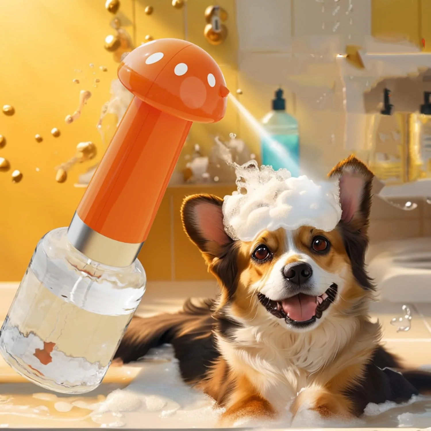 دیسپنسر شامپو برای سگ، دیسپنسر فوم دوش اتوماتیک برای بچه گربه | ابزار نظافت حیوانات با شکل قارچ زیبا برای حمام خانه و مسافرت دیسپنسر شامپو برای سگ، دیسپنسر فوم دوش اتوماتیک برای بچه گربه | ابزار نظافت حیوانات با شکل قارچ زیبا برای حمام خانه و مسافرت