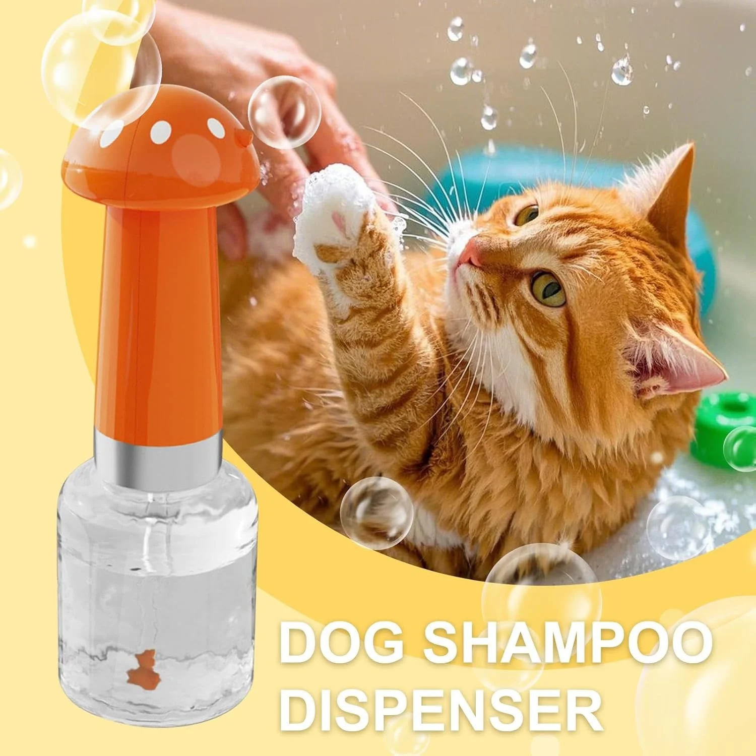 دیسپنسر شامپو برای سگ - دستگاه دیسپنسر فوم اتوماتیک برای حیوانات خانگی | لوازم جانبی حیوانات با طراحی قارچ قابل حمل برای حمام و پناهگاه، مناسب موهای بلند و کوتاه