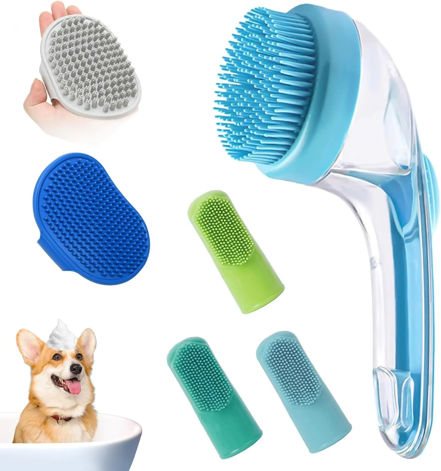 برس حمام سگ - اسکرابر حمام سگ برای موهای کوتاه - ابزار ماساژ و تمیز کننده دندان توله سگ خانگی قابل حمل و ضد لغزش برای شستشوی دوش در داخل خانه و کمپینگ برس حمام سگ - اسکرابر حمام سگ برای موهای کوتاه - ابزار ماساژ و تمیز کننده دندان توله سگ خانگی قابل حمل و ضد لغزش برای شستشوی دوش در داخل خانه و کمپینگ