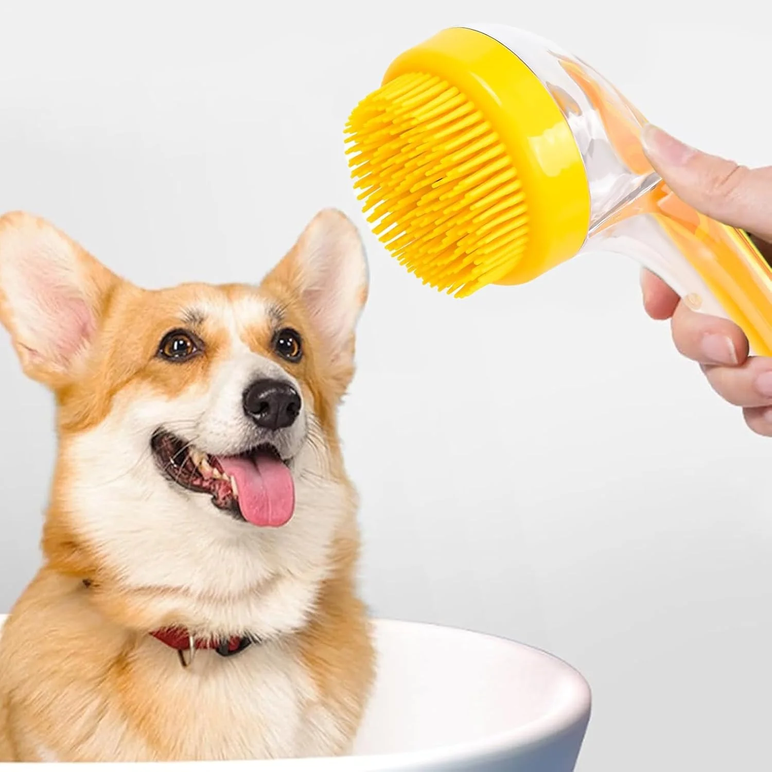 برس شامپو سگ، برس ماساژ حمام و نظافت حیوانات خانگی با پخش کننده صابون و شامپو | ابزار اسپا ماساژ تمیز کننده دندان توله سگ خانگی قابل حمل و بدون لغزش برای شستشوی دوش داخلی کمپینگ خانگی برس شامپو سگ، برس ماساژ حمام و نظافت حیوانات خانگی با پخش کننده صابون و شامپو | ابزار اسپا ماساژ تمیز کننده دندان توله سگ خانگی قابل حمل و بدون لغزش برای شستشوی دوش داخلی کمپینگ خانگی