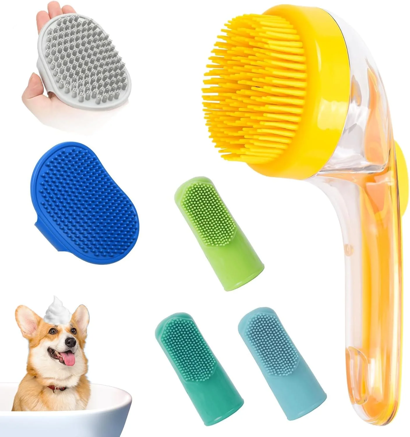 اسکرابر سگ برای حمام، اسکرابر سگ برای حمام موهای بلند | ابزار شستشوی ماساژ دهنده و تمیز کننده دندان توله سگ قابل حمل برای اسپا در داخل و خارج از منزل و کمپینگ اسکرابر سگ برای حمام، اسکرابر سگ برای حمام موهای بلند | ابزار شستشوی ماساژ دهنده و تمیز کننده دندان توله سگ قابل حمل برای اسپا در داخل و خارج از منزل و کمپینگ