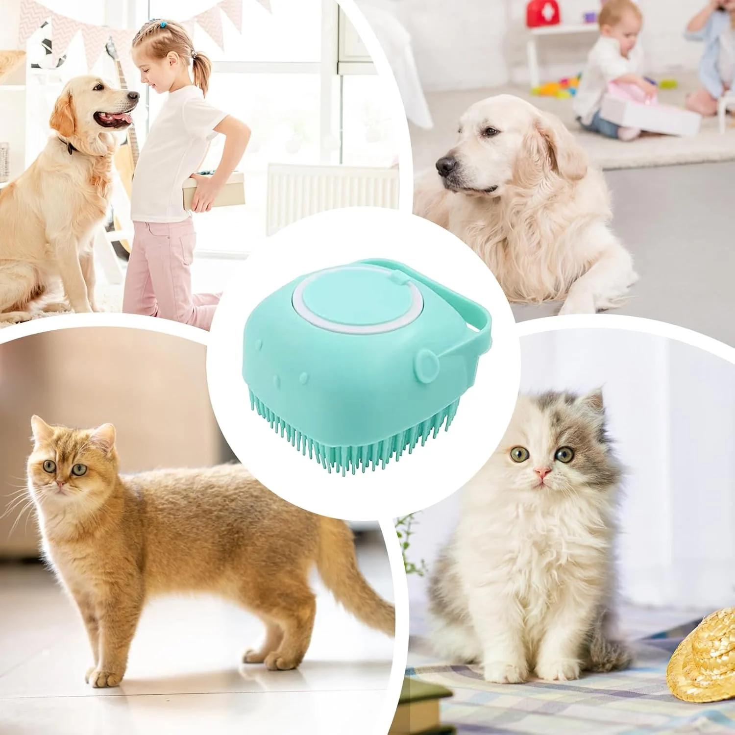 برس حمام سگ - برس ماساژ حمام حیوانات خانگی با پخش کننده صابون - شانه ماساژ ابزار نظافت حیوانات خانگی برای بچه گربه ها توله سگ ها هتل اسپا سرپوشیده