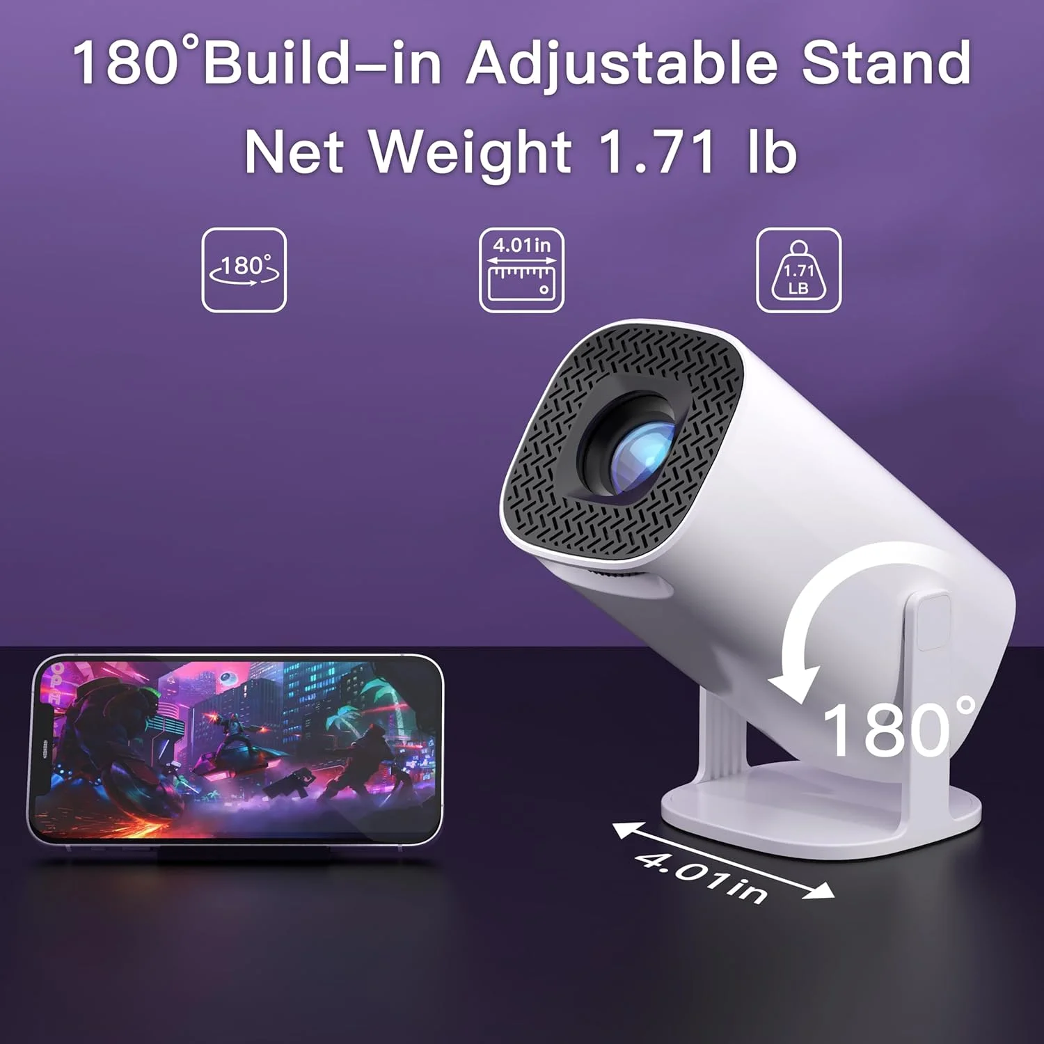 پروژکتور مینی خانگی YumCute با کیفیت اصلی 1080P FHP و پشتیبانی از 4K، پروژکتور هوشمند قابل حمل WiFi6 BT 5.4 Android 11، تصحیح خودکار افقی با قابلیت چرخش 180 درجه، پروژکتور فیلم فضای باز سازگار با تلفن پروژکتور مینی خانگی YumCute با کیفیت اصلی 1080P FHP و پشتیبانی از 4K، پروژکتور هوشمند قابل حمل WiFi6 BT 5.4 Android 11، تصحیح خودکار افقی با قابلیت چرخش 180 درجه، پروژکتور فیلم فضای باز سازگار با تلفن