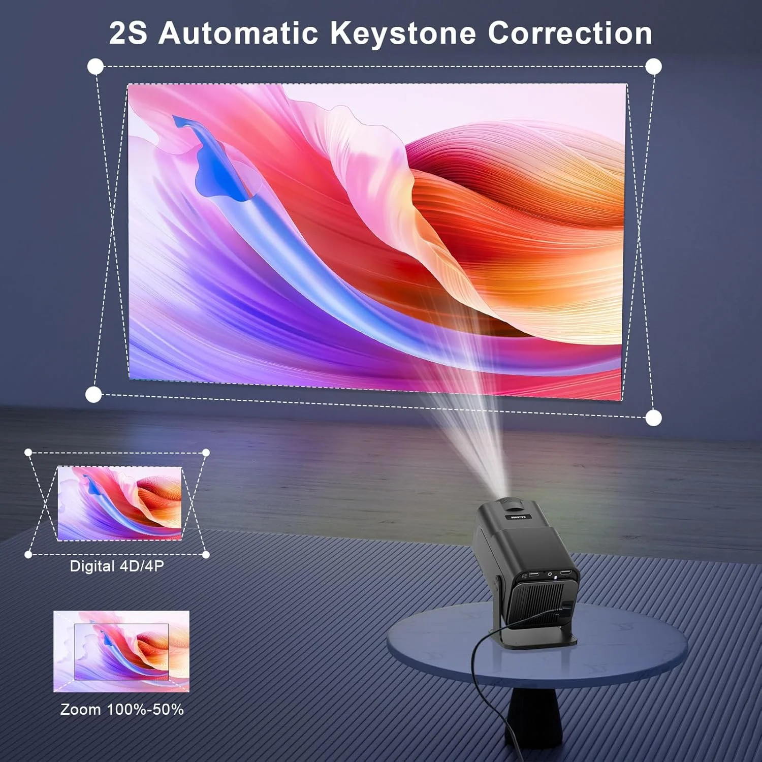 پروژکتور کوچک قابل حمل ZDSSY HY320 - وای فای 6 5G، بلوتوث 5.0 و اندروید 11، پشتیبانی از 4K و 1080P Full HD، 12000 لومن، پروژکتور LED با 4D/4P و تصحیح خودکار، چرخش 180 درجه، زوم الکترونیکی پروژکتور کوچک قابل حمل ZDSSY HY320 - وای فای 6 5G، بلوتوث 5.0 و اندروید 11، پشتیبانی از 4K و 1080P Full HD، 12000 لومن، پروژکتور LED با 4D/4P و تصحیح خودکار، چرخش 180 درجه، زوم الکترونیکی